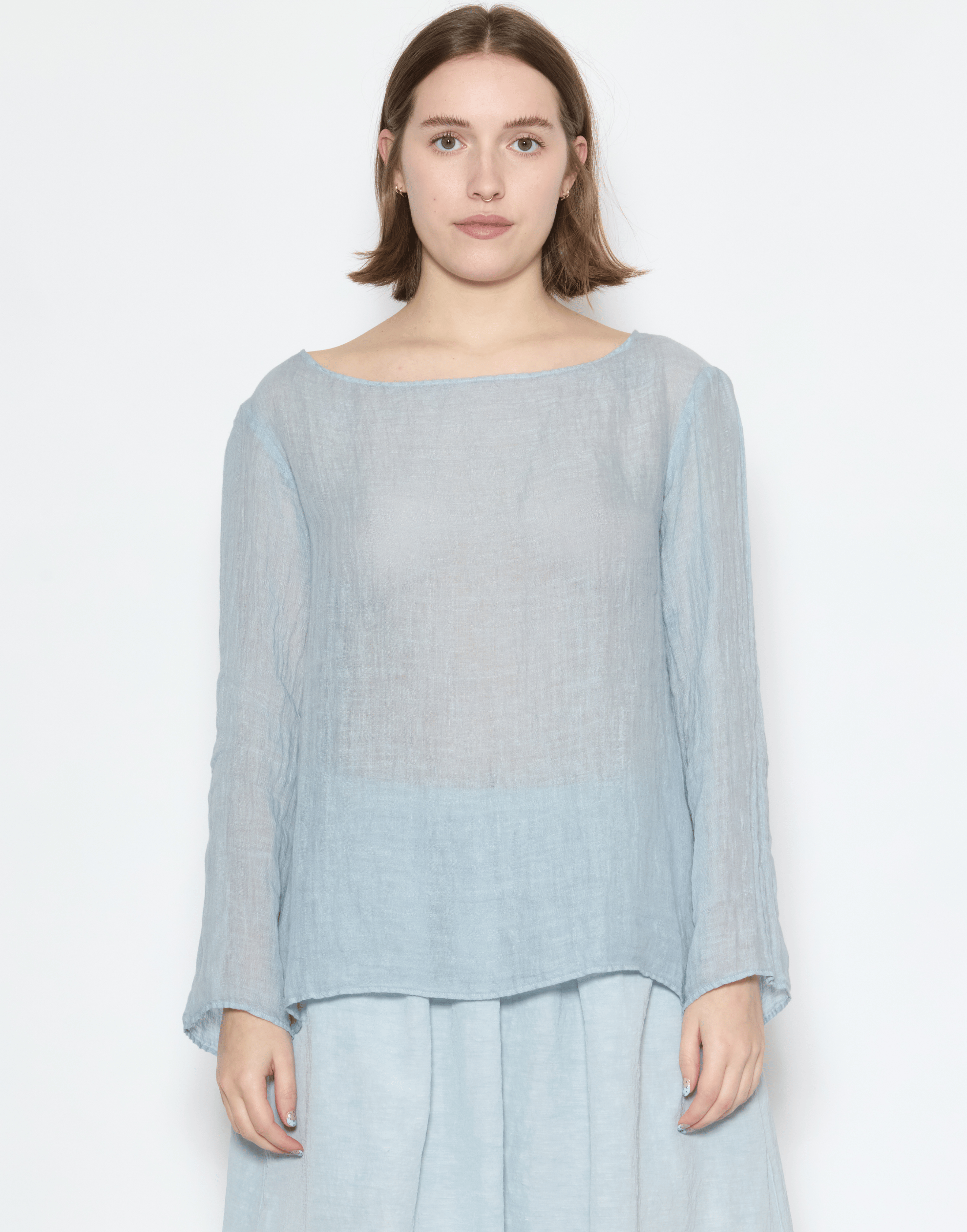 Moonish Blue Linen Voile Yilin Top