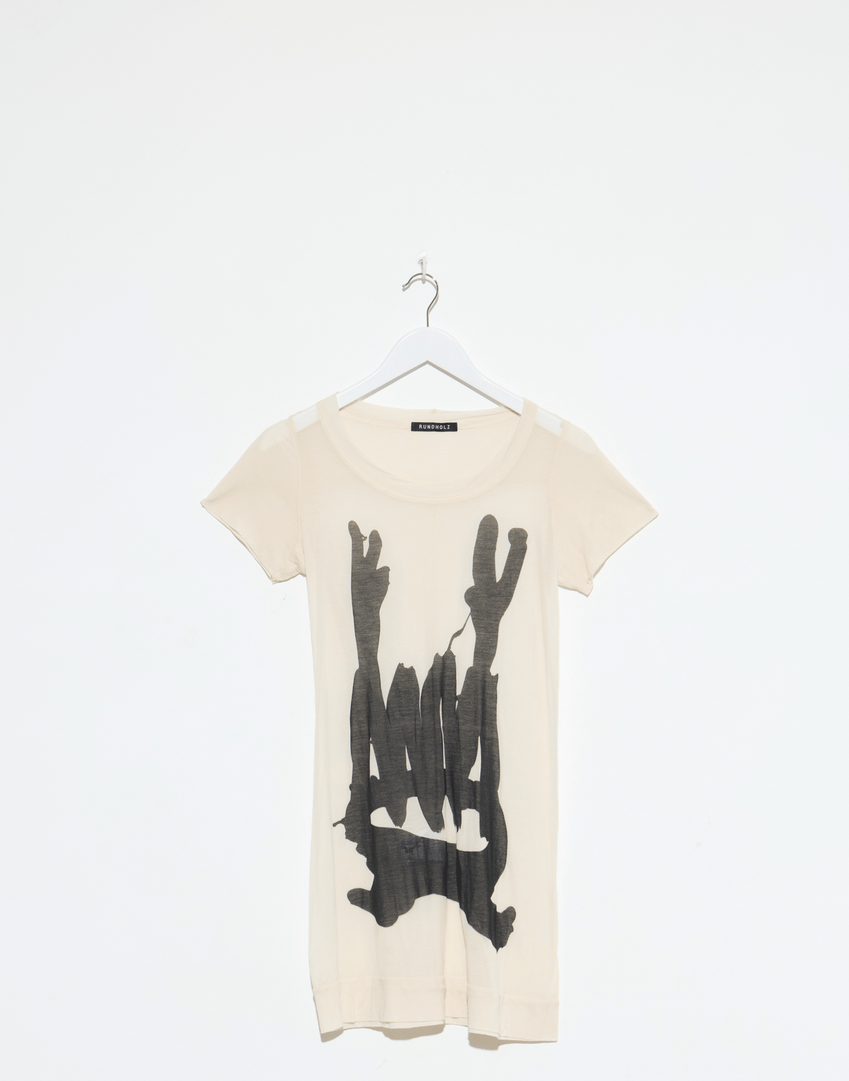 Bone Black Print Lyocell & Silk T-Shirt