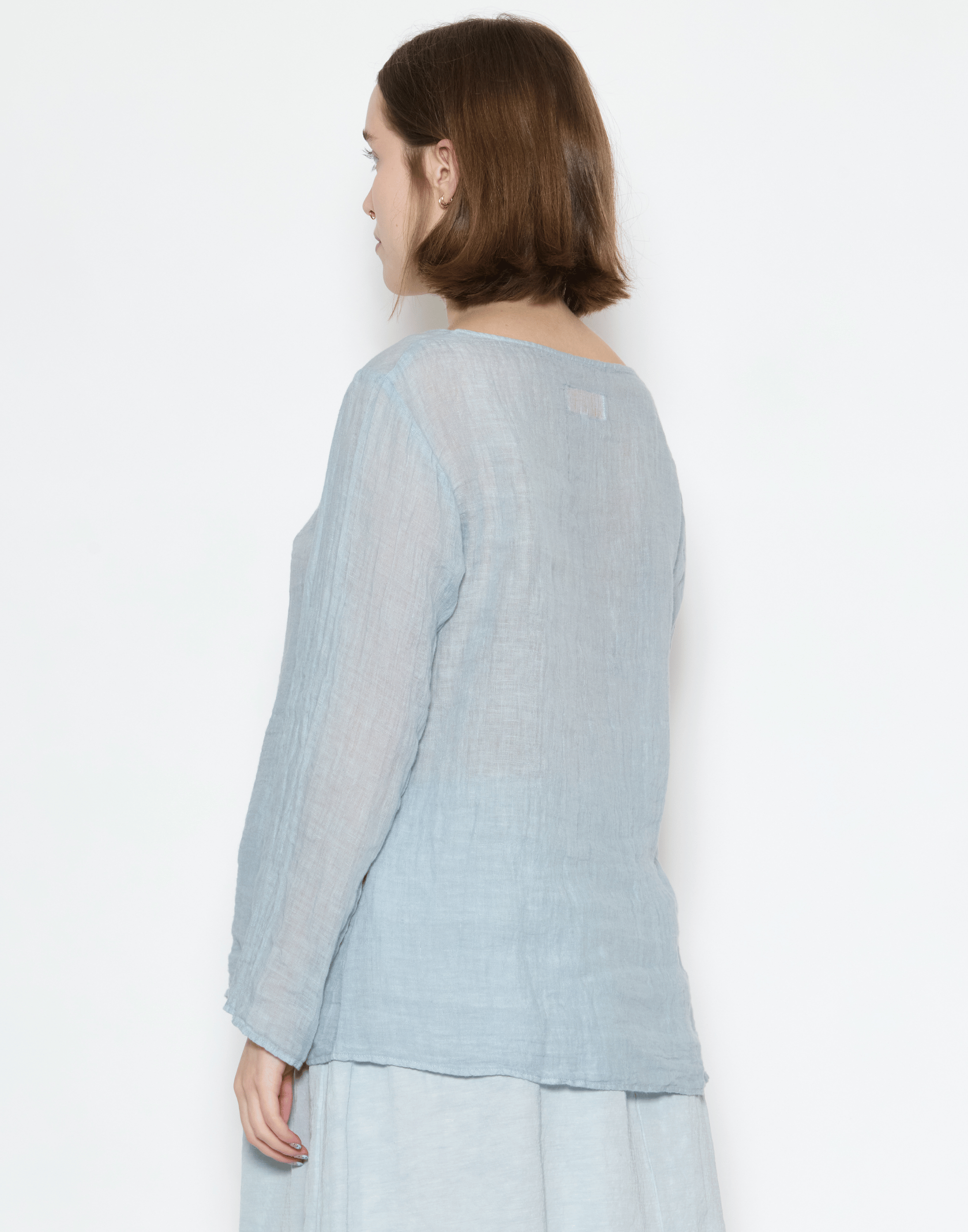 Moonish Blue Linen Voile Yilin Top
