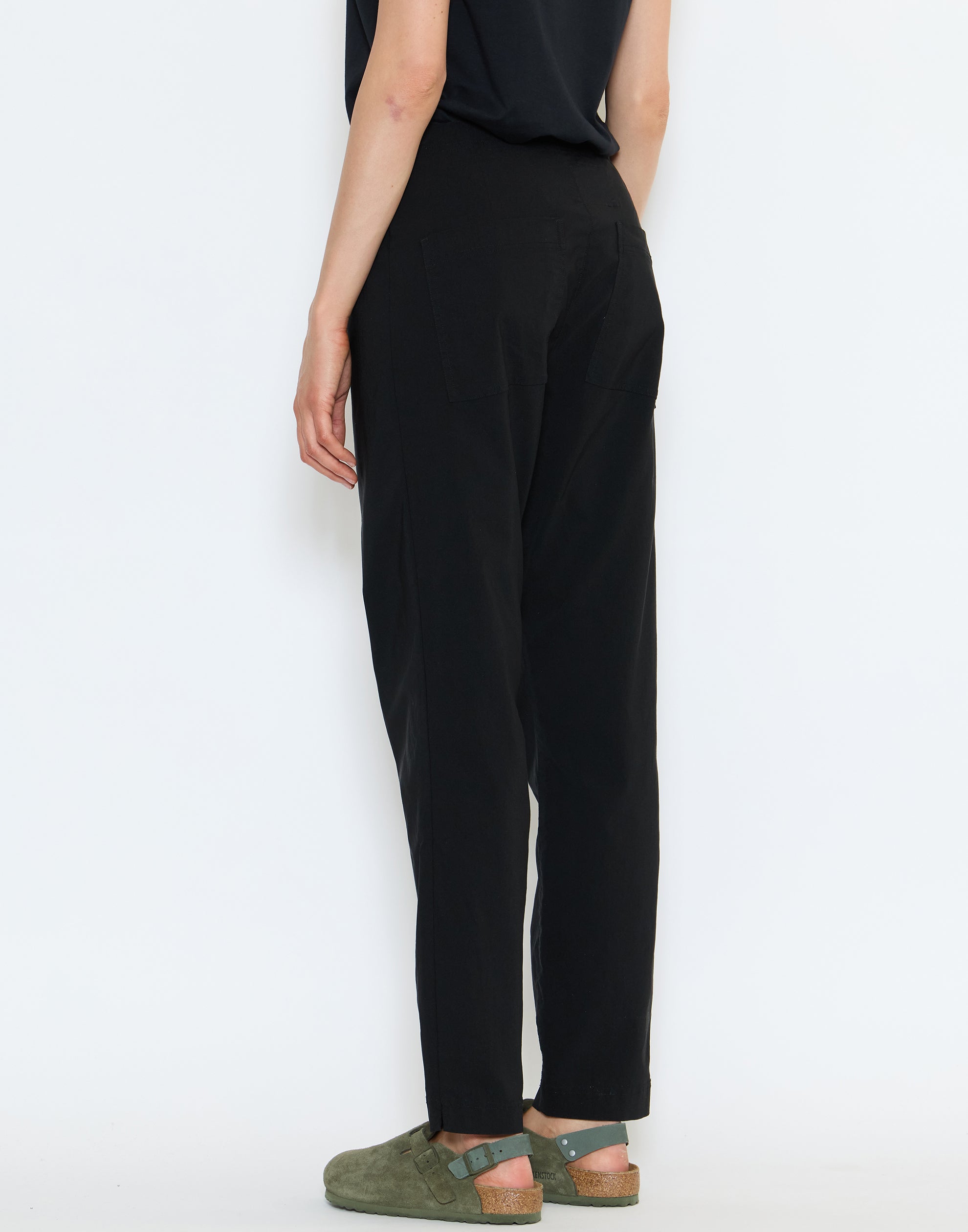 Black Viscose Blend Stretch Pants