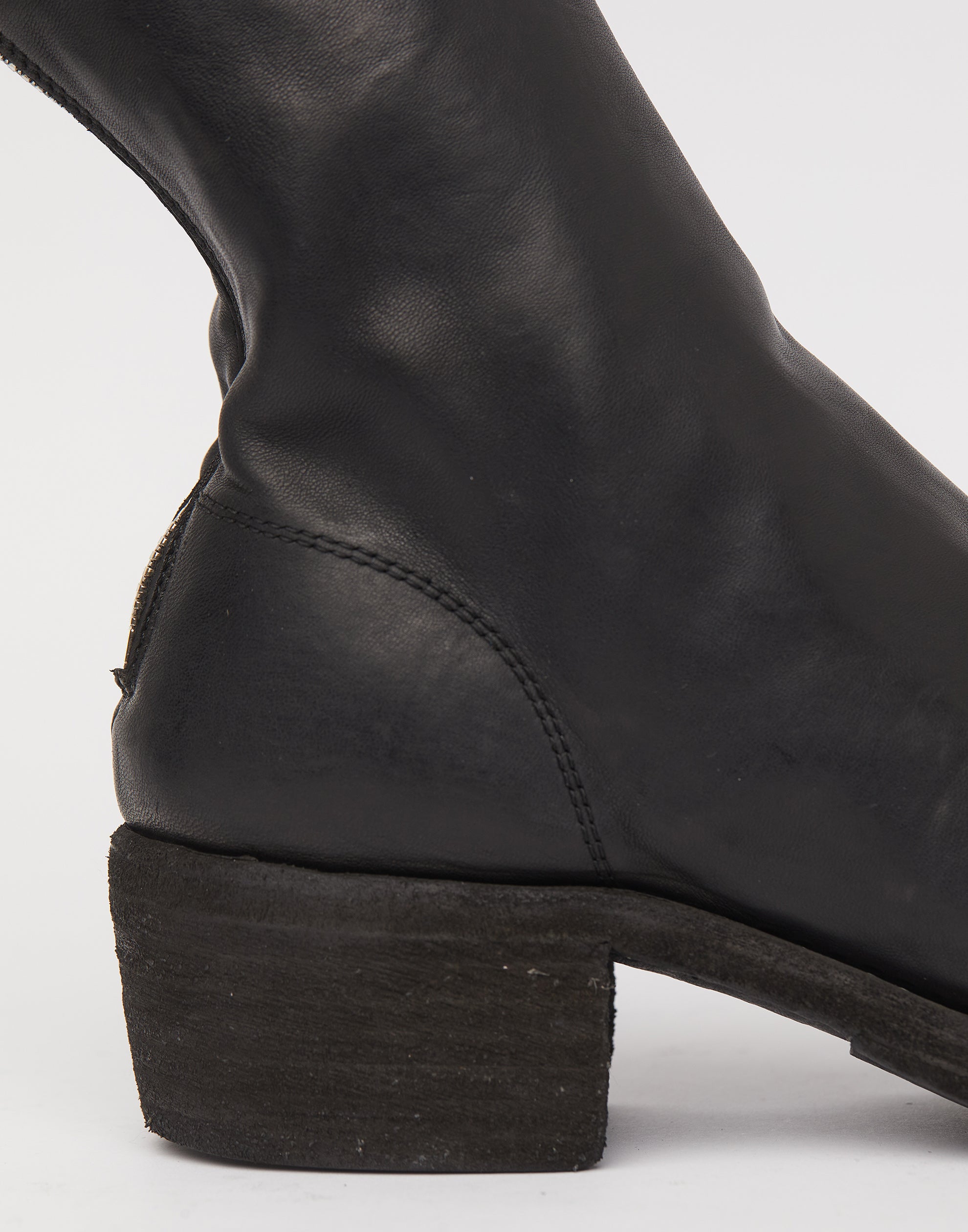 Black 788Z Leather Rear Zip Boots