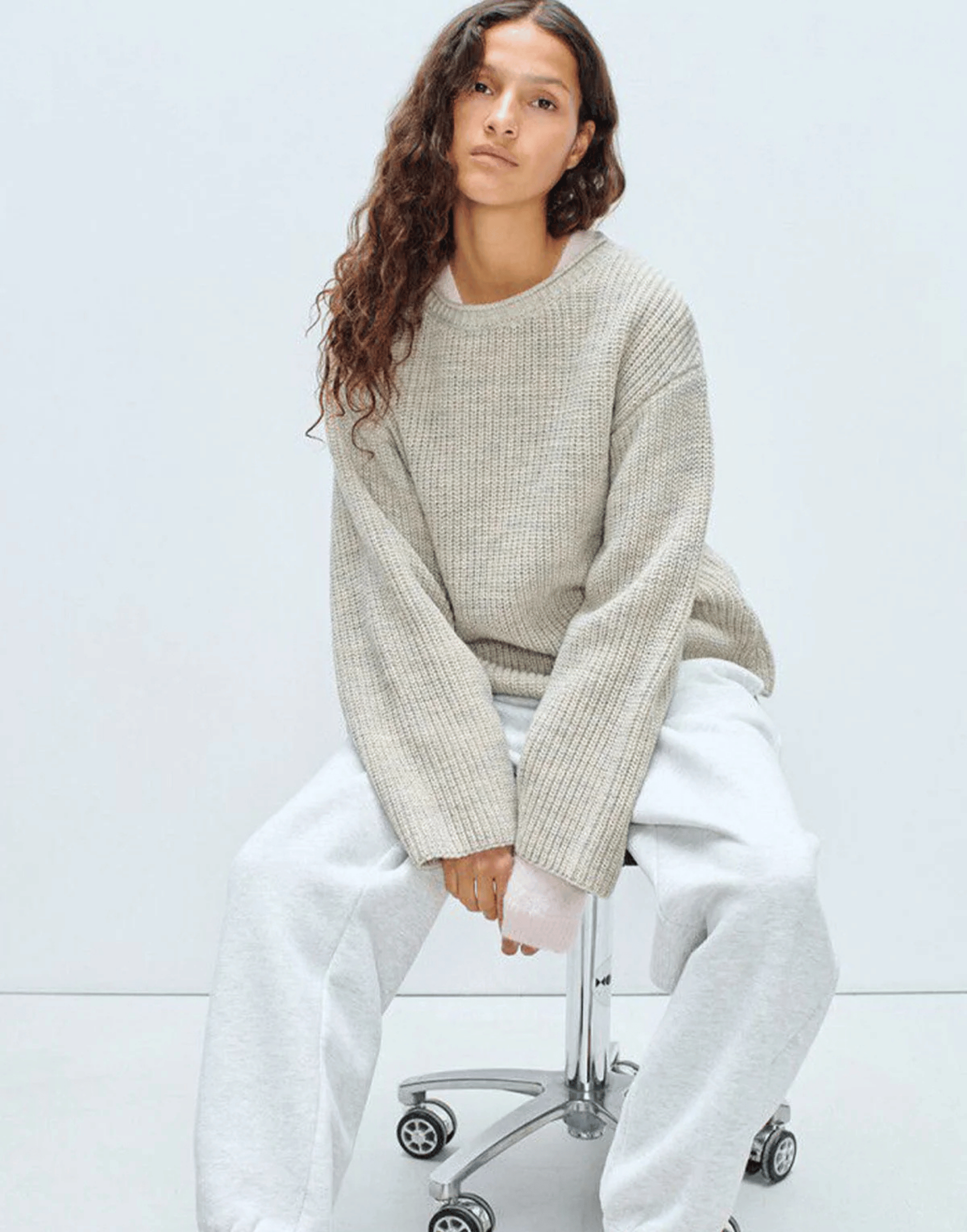 Mist Melange Wool Blend Crashway Pullover