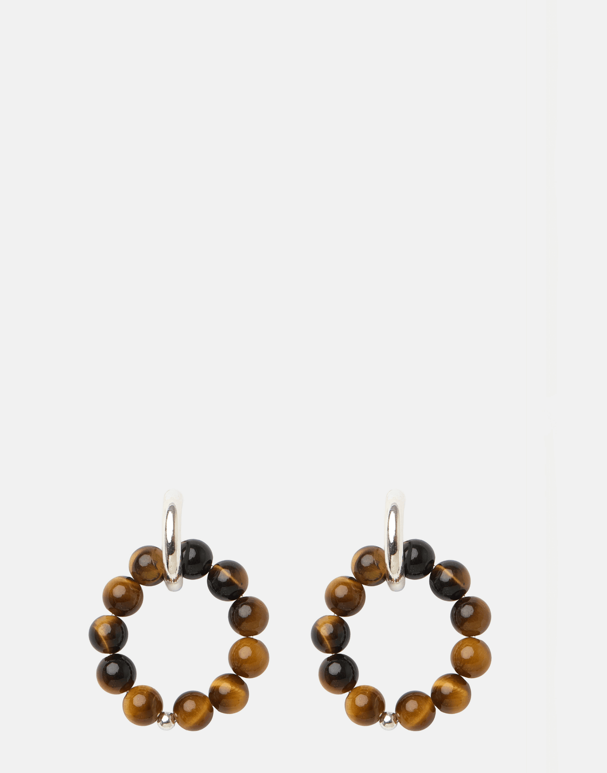 Tiger Eye & Silver Romain Earrings