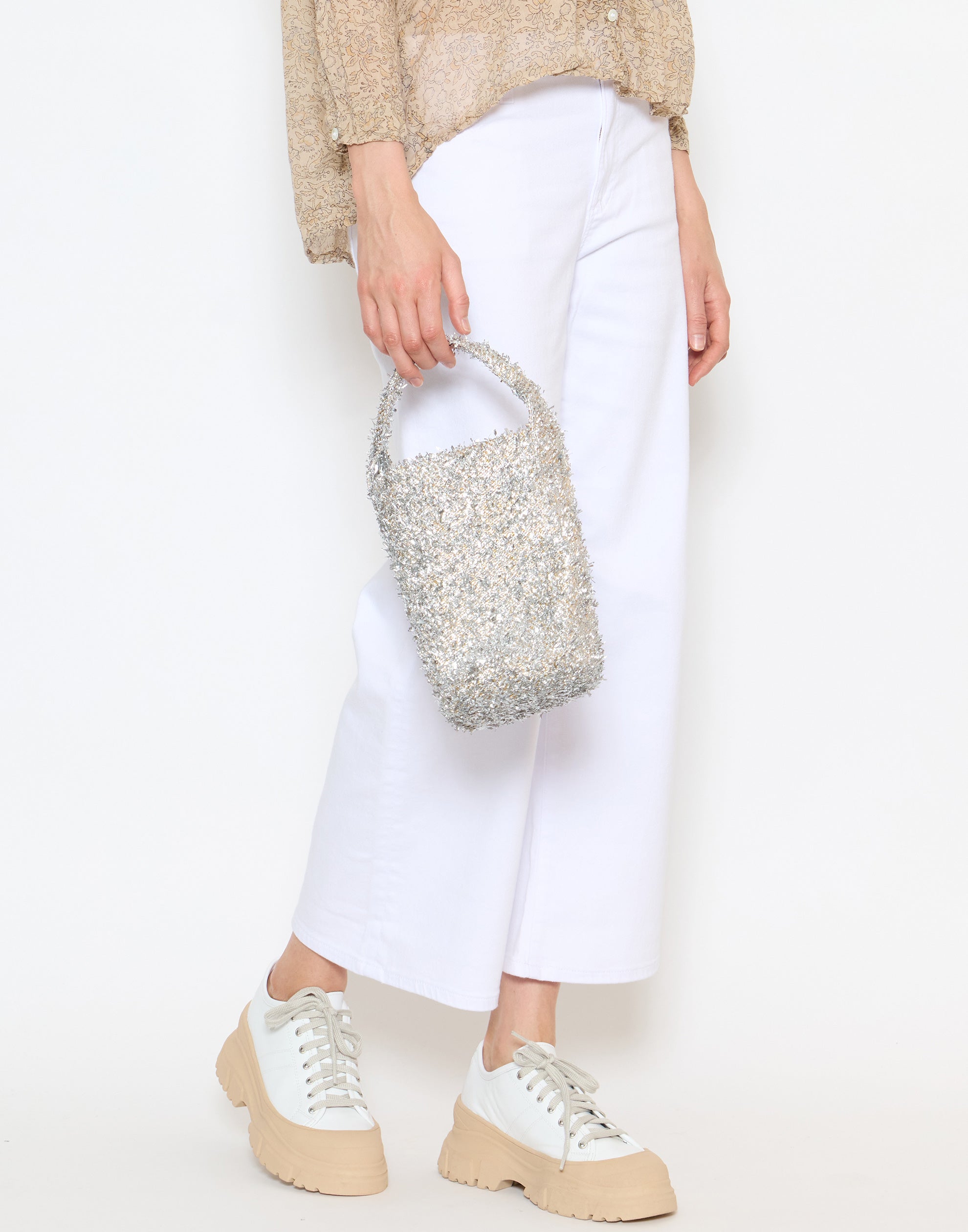 Silver & Gold Lametta Tube Bag