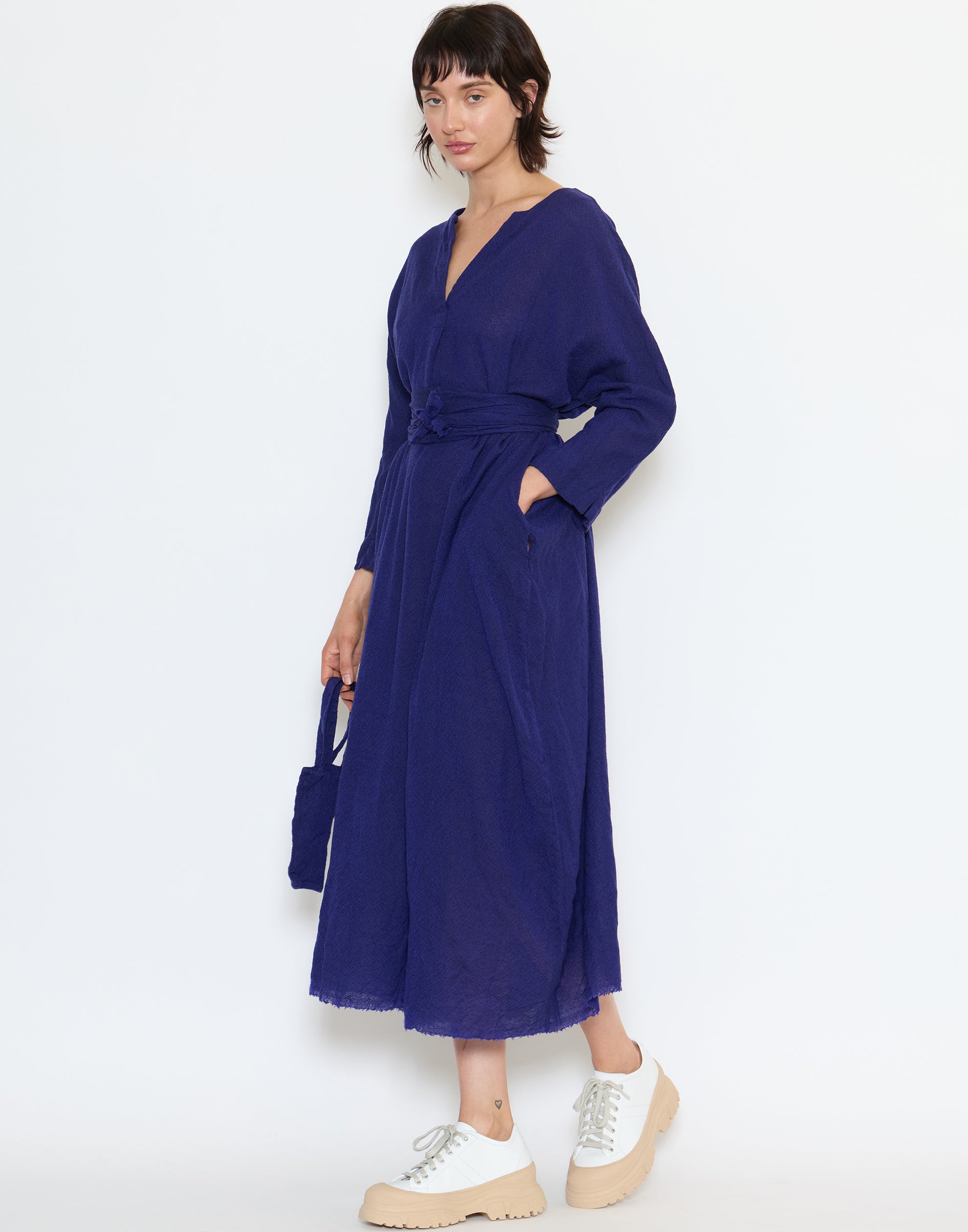 Royal Blue Wool Bianco Lavato Dress