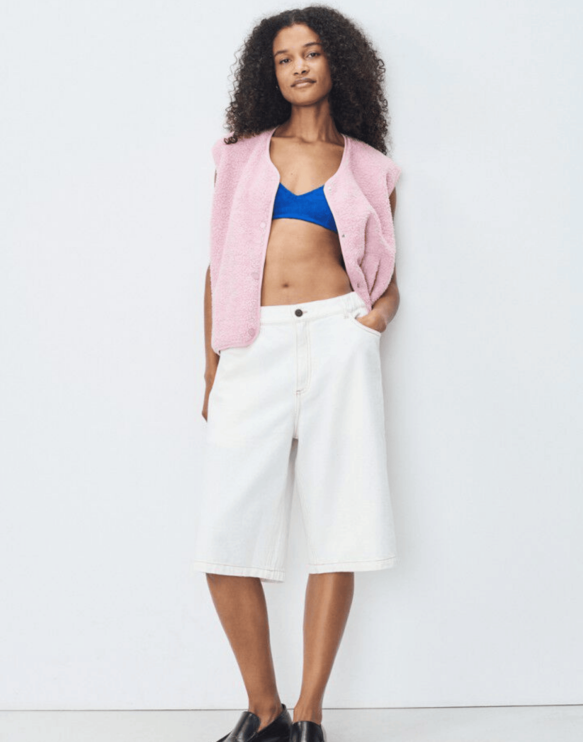 Light Pink Melange Faux Shearling Hocktown Vest