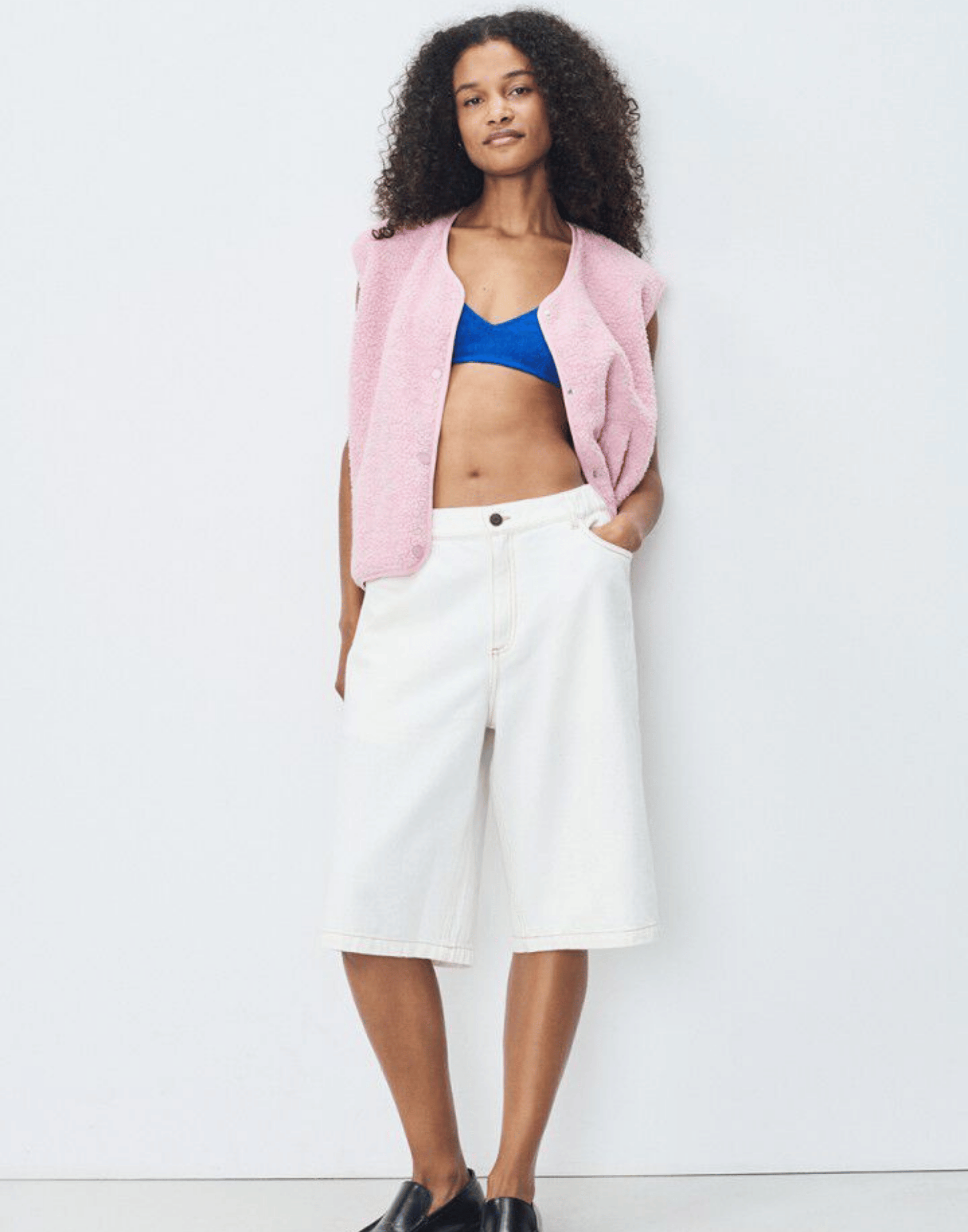 Light Pink Melange Faux Shearling Hocktown Vest