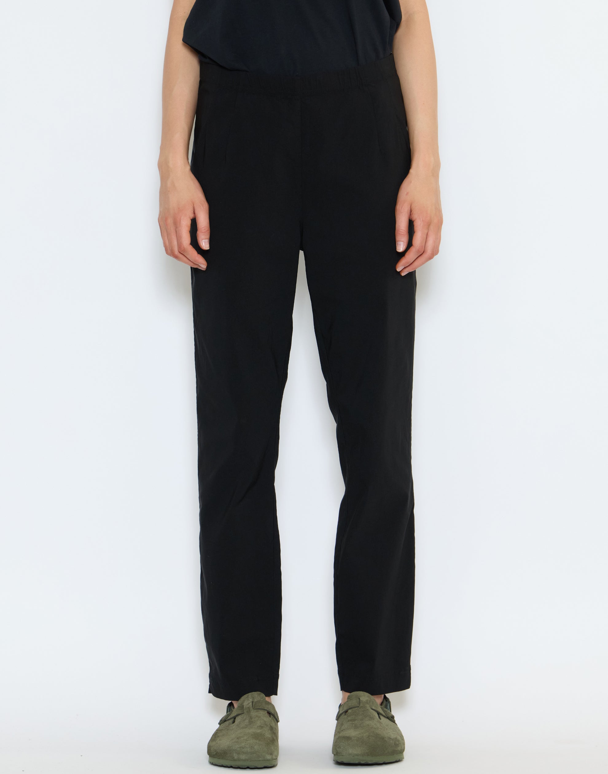 Black Viscose Blend Stretch Pants