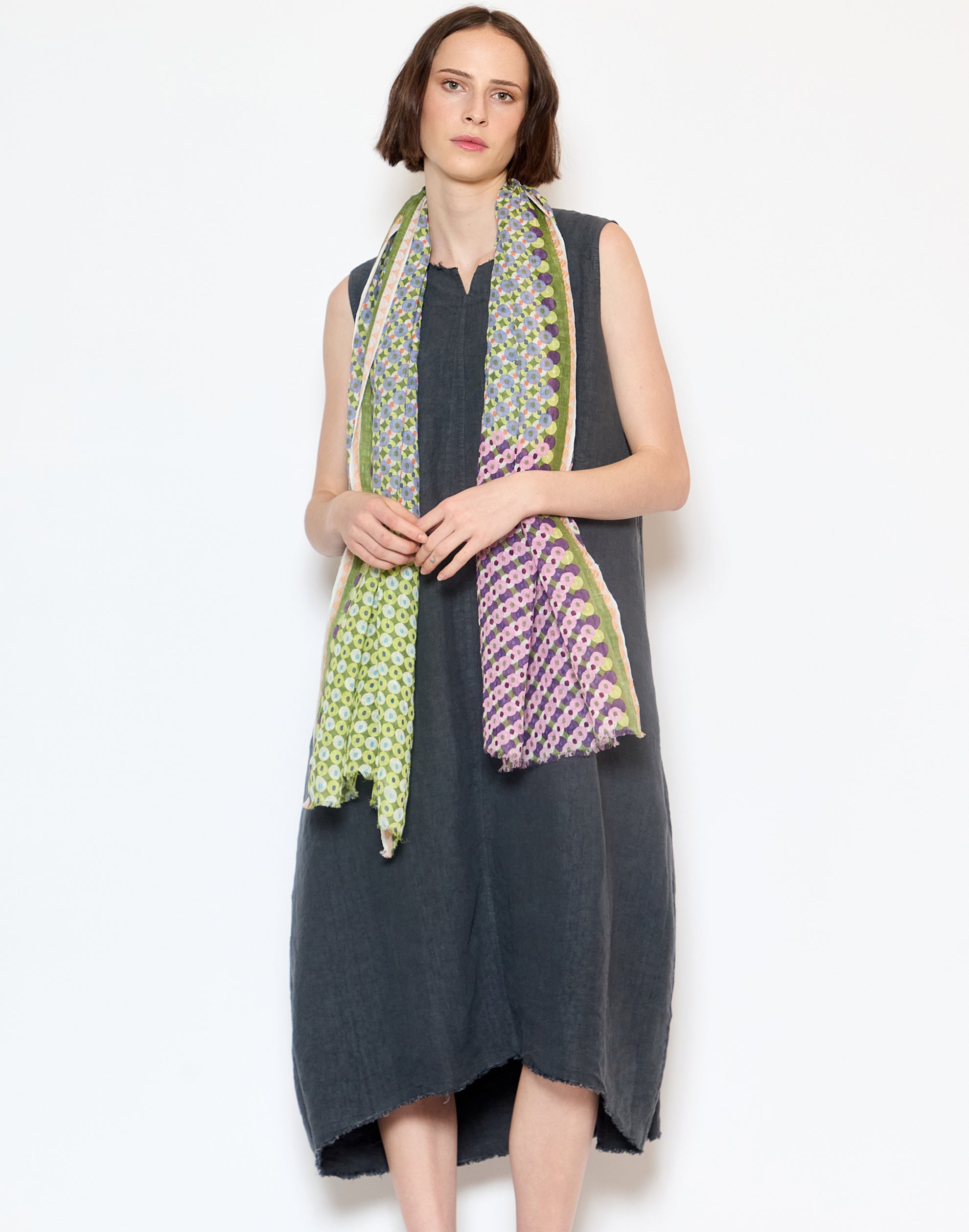 Lime Linen & Cotton Scarf