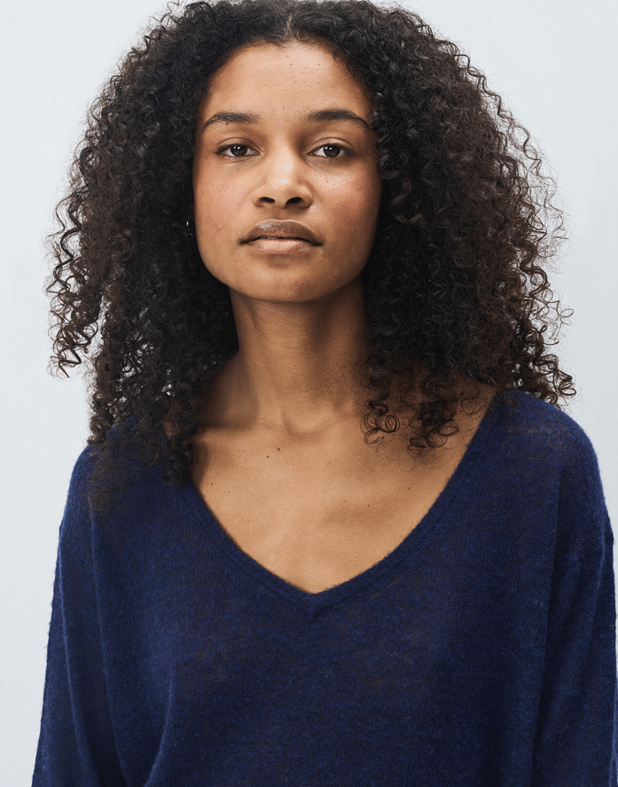Navy Wool Cashmere Blend Dumy Pullover