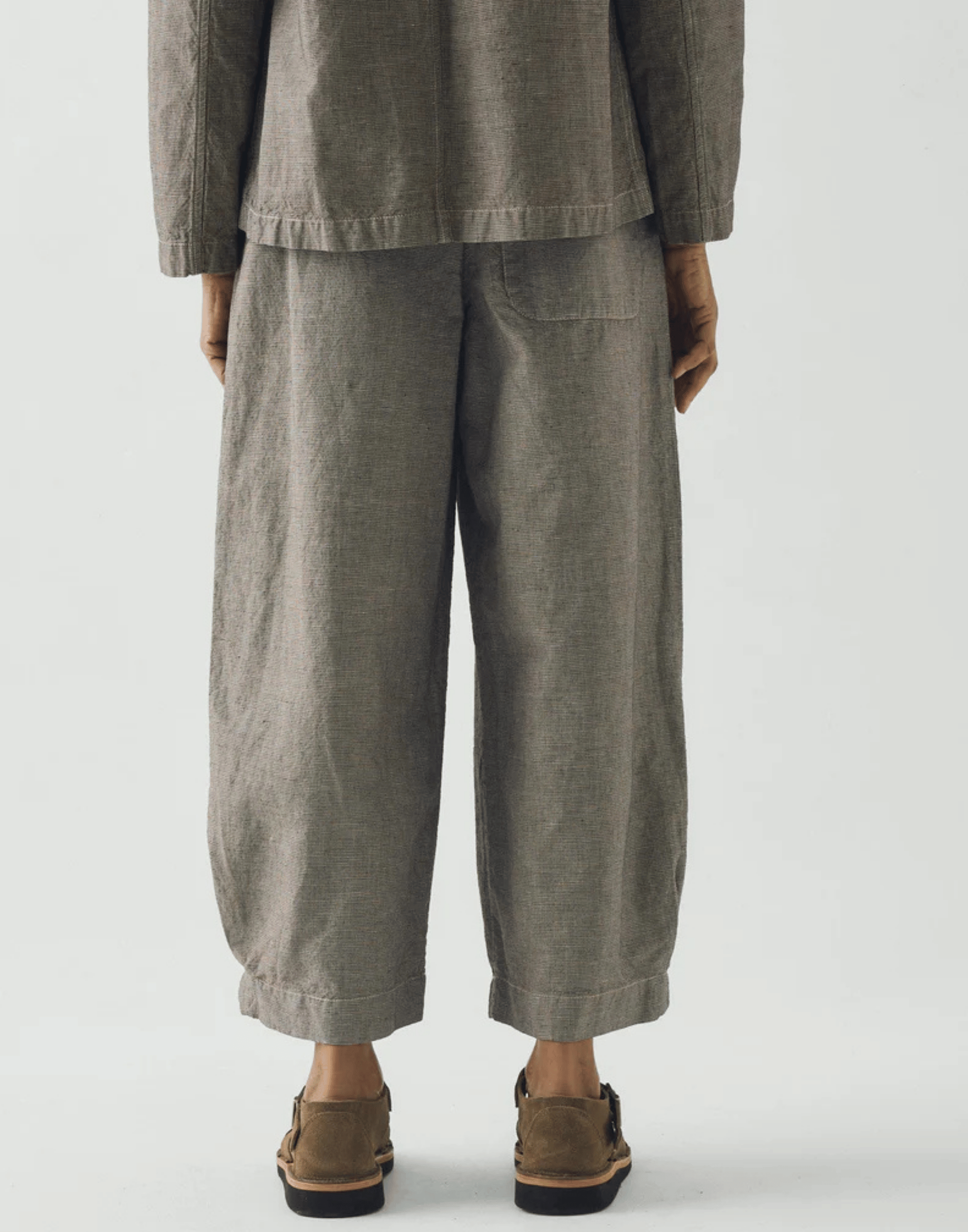 Micro Houndstooth Cotton & Linen Trousers