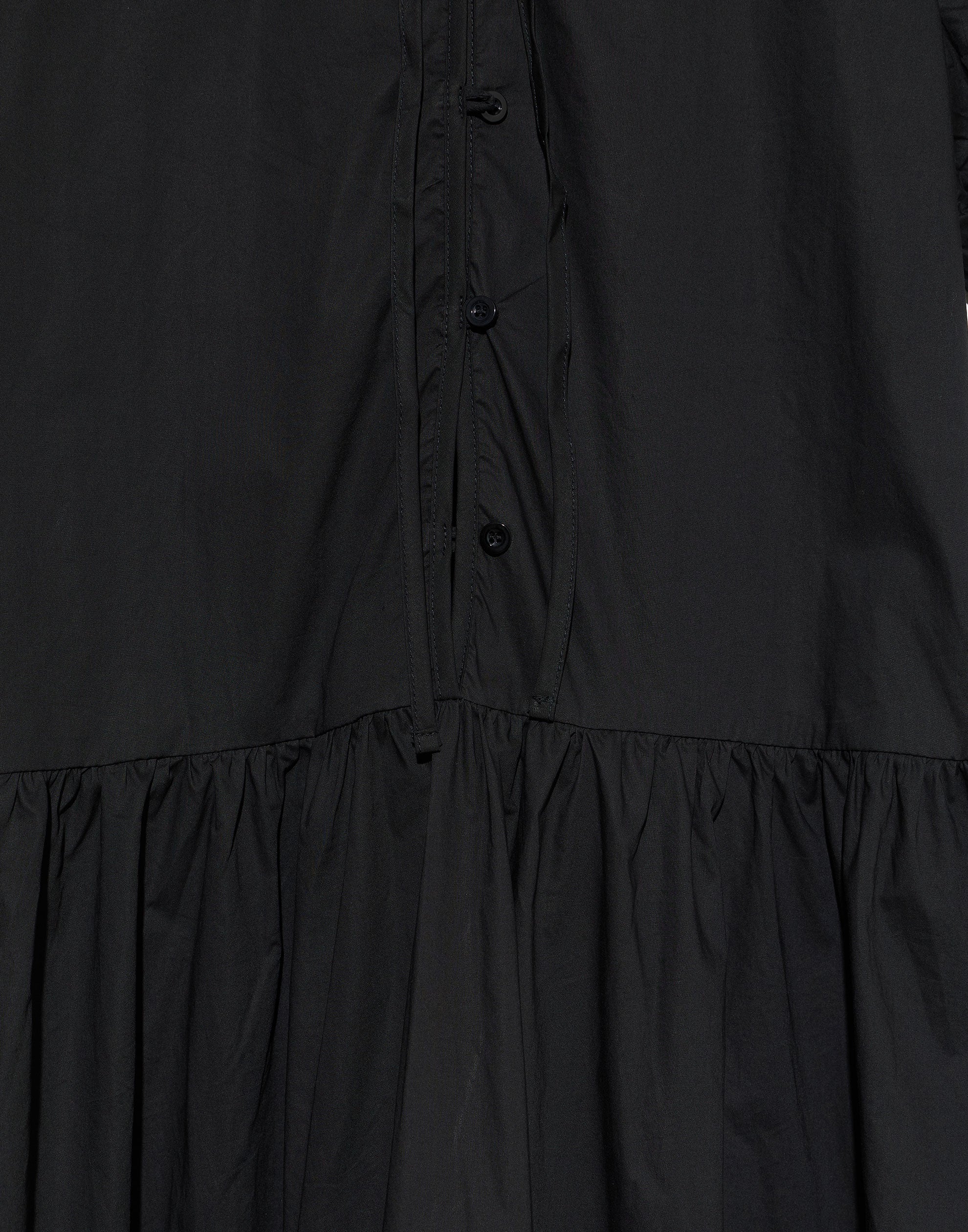 Black Cotton Draw Hem Dress