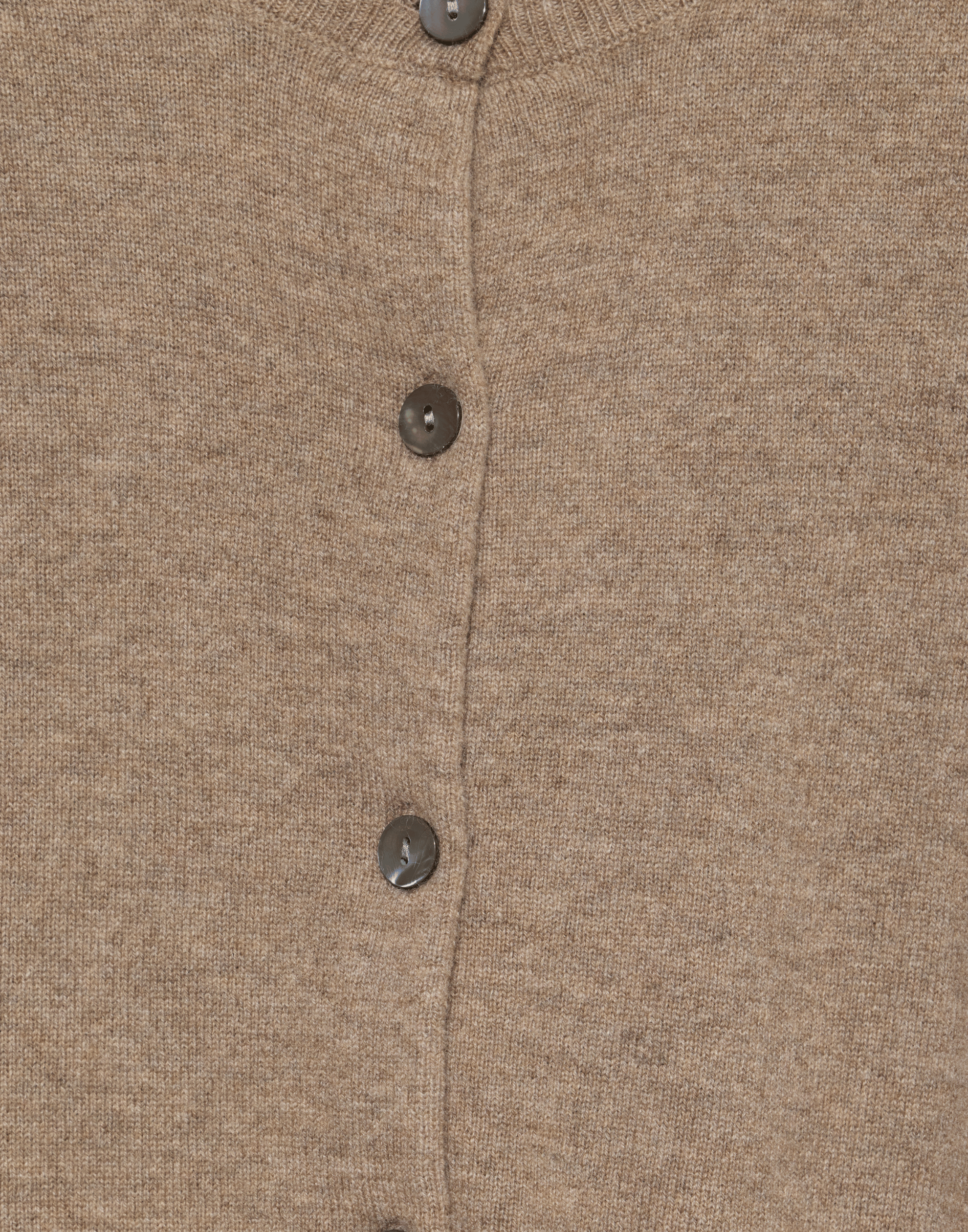 Shiitake Raw Cashmere Crew Neck Cardigan