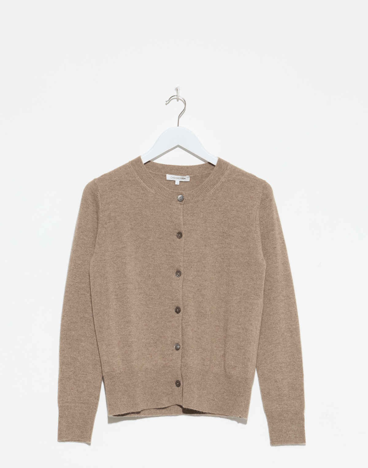 Shiitake Raw Cashmere Crew Neck Cardigan