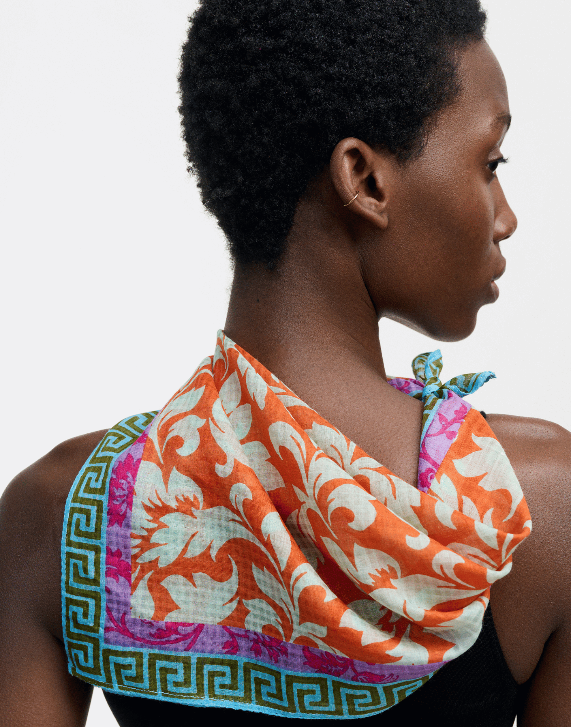 Apricot Silk & Cotton Square Scarf