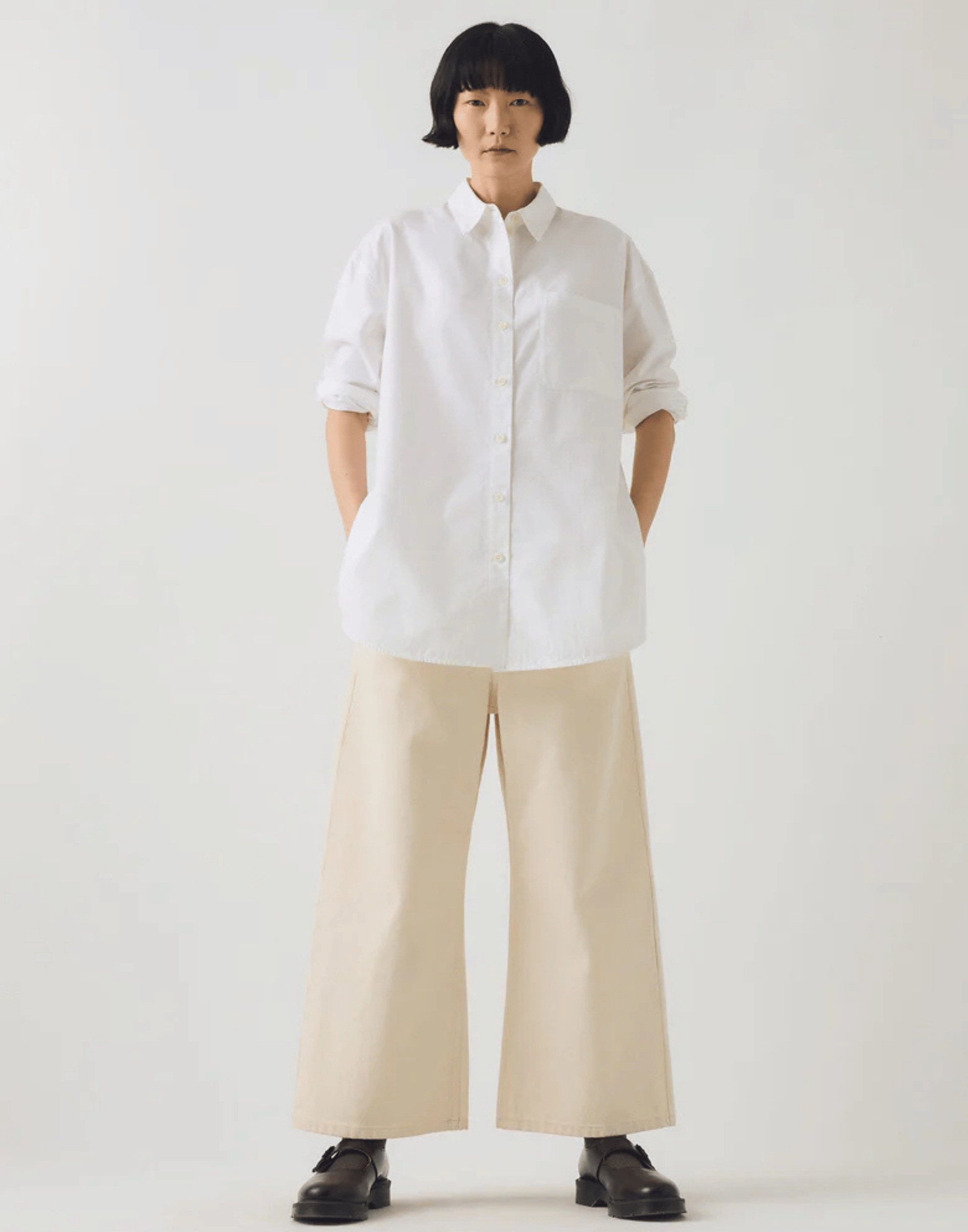 White Cotton Oxford Oversized Long Shirt