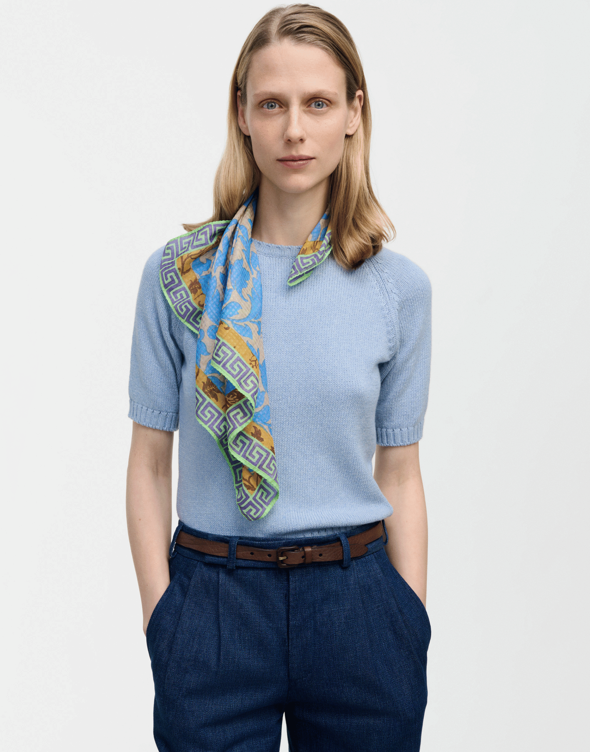 Noisette Silk & Cotton Square Scarf
