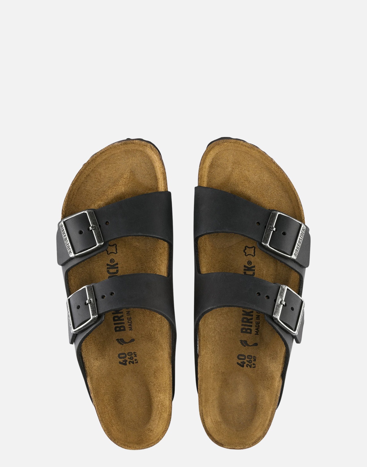 Regular Black Oiled Leather Arizona Sandals