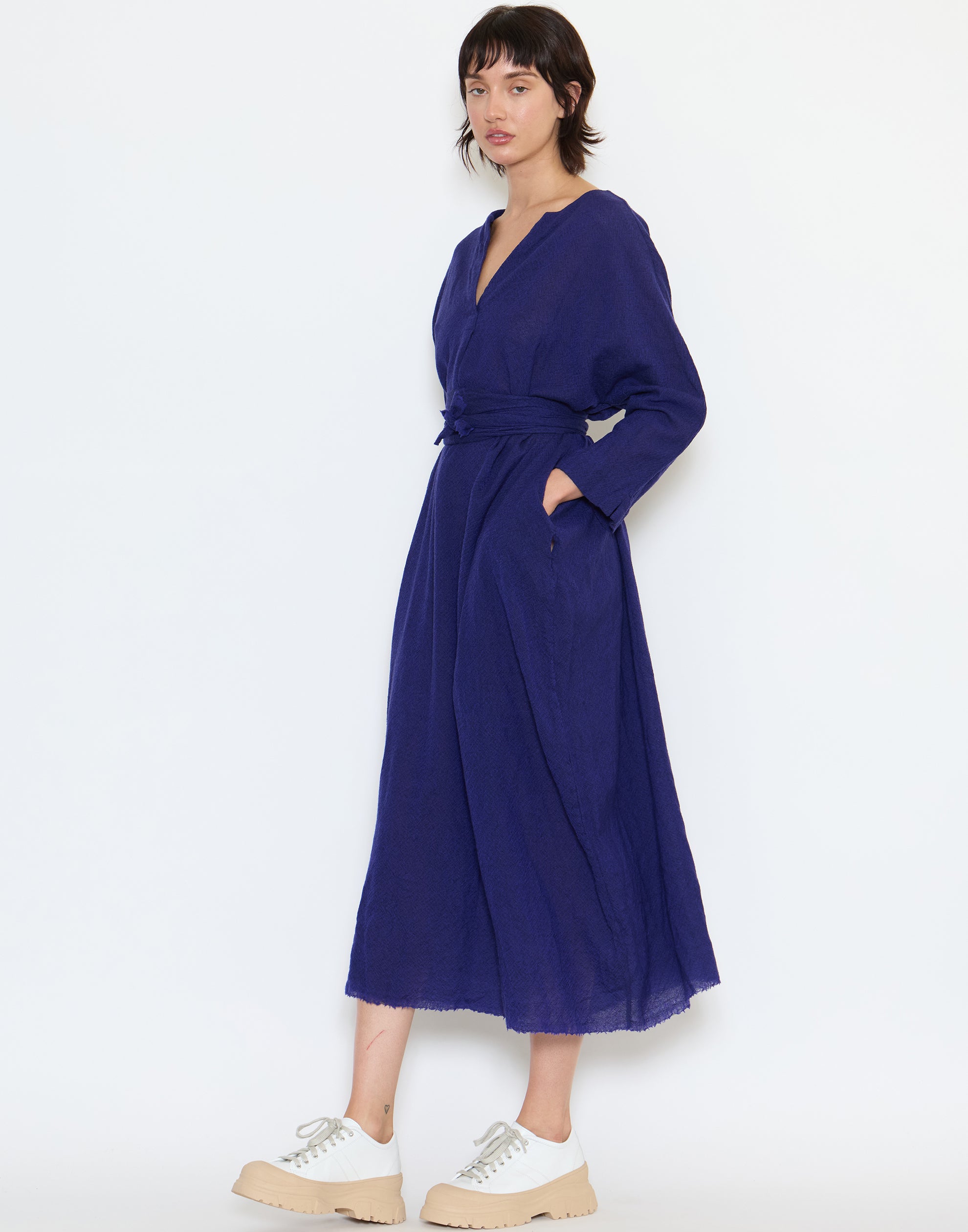 Royal Blue Wool Bianco Lavato Dress
