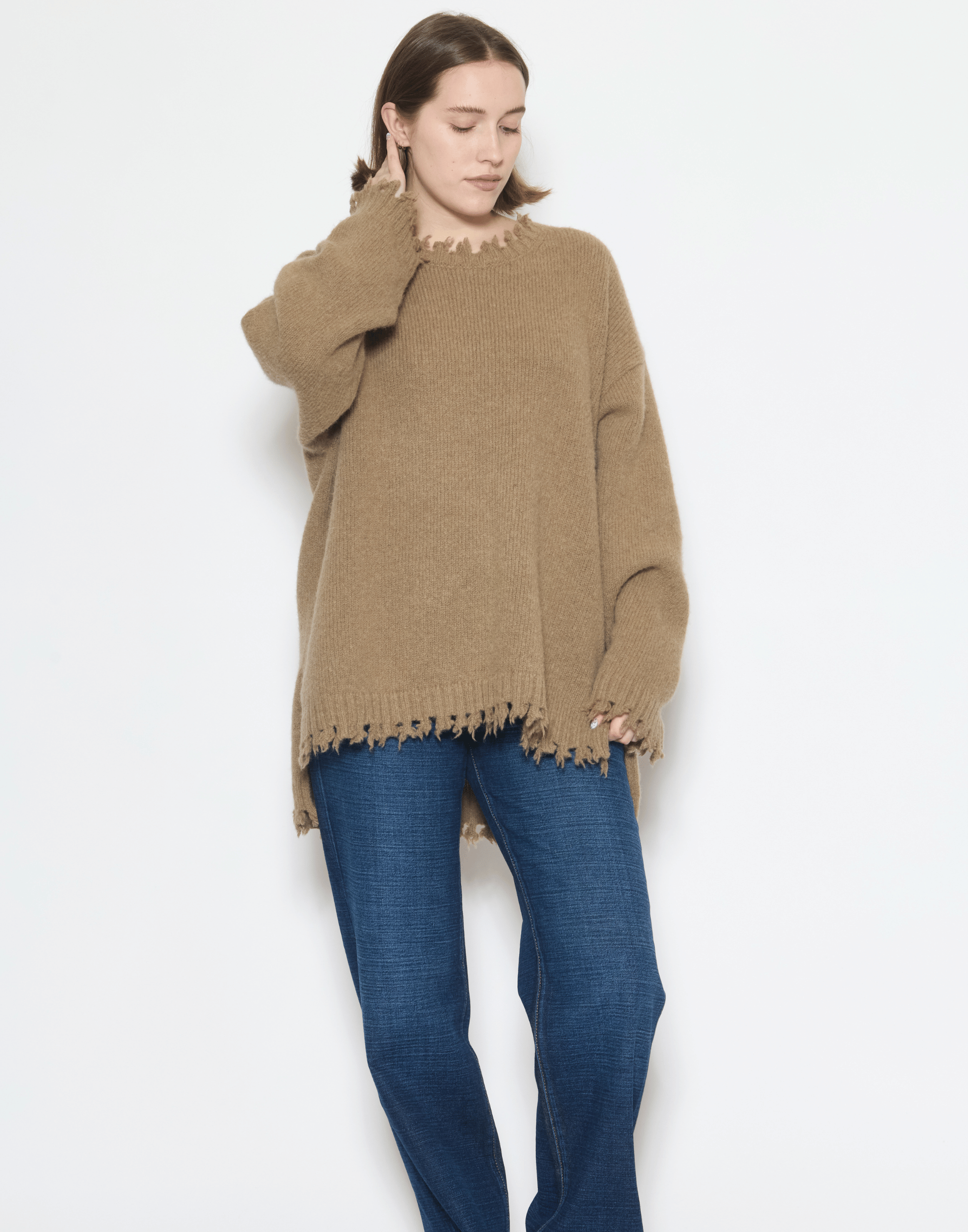 Tobacco Alpaca & Wool Fray Pullover