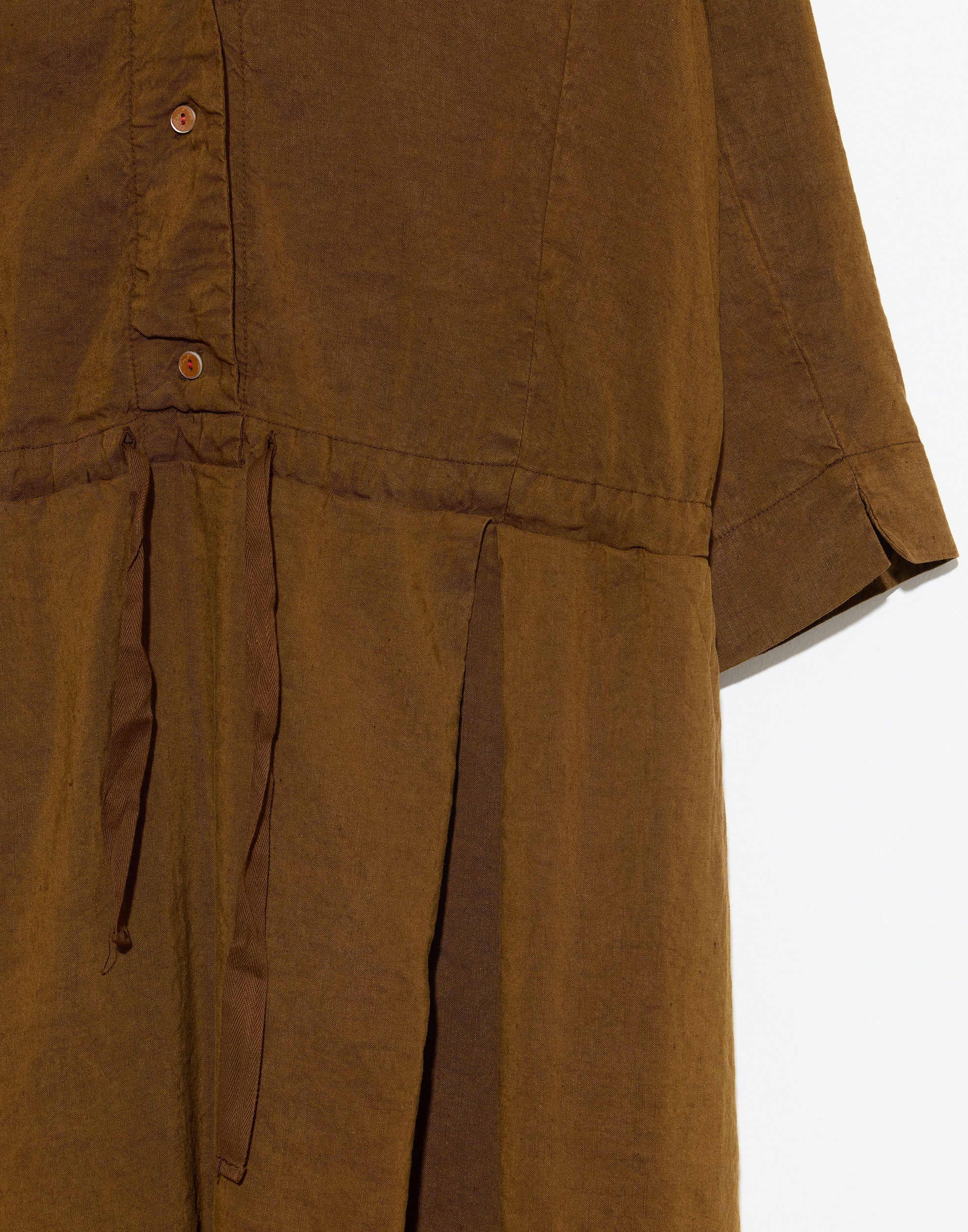 Tobacco Linen & Silk Dena Dress
