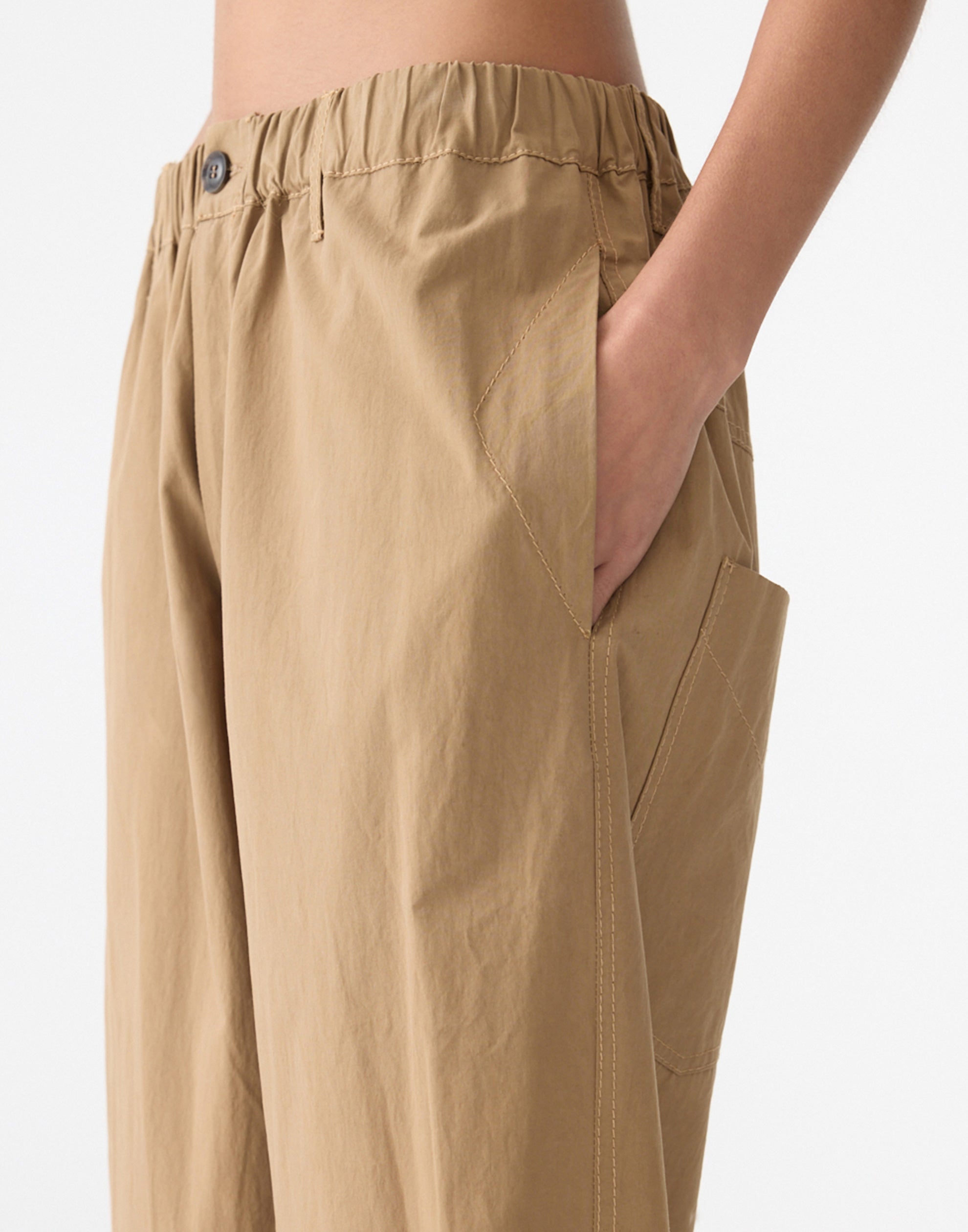 Dark Tan Crushed Cotton Summer Pants