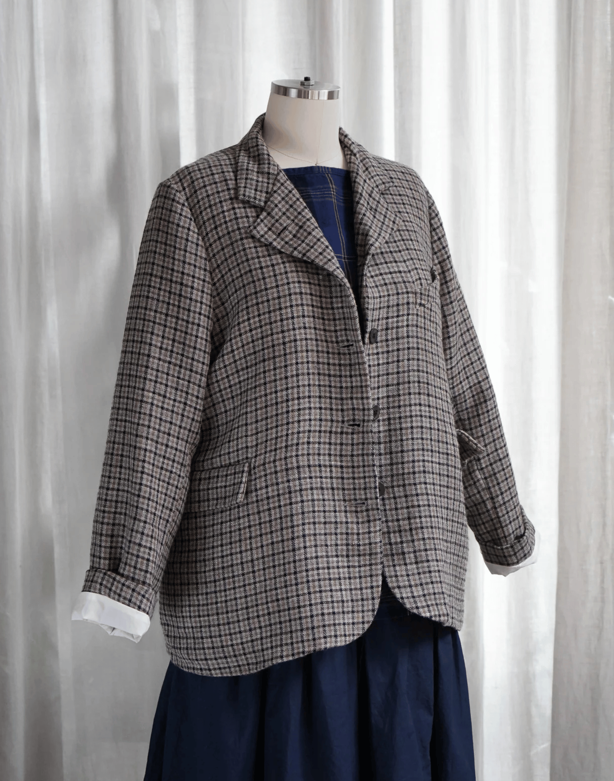 Light Shepherd’s Plaid Wool Dominique Blazer