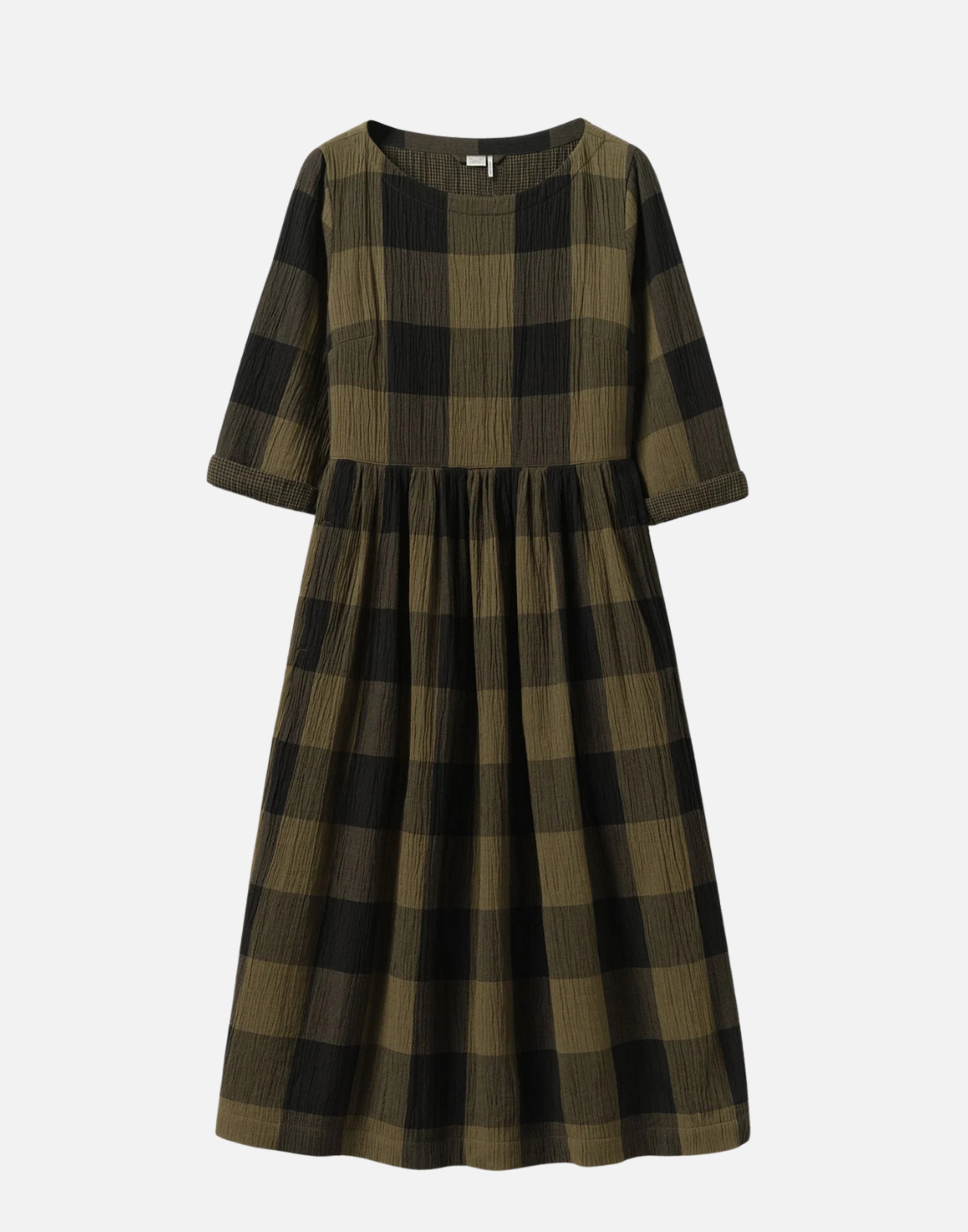 Olive & Black Crinkle Cotton Freya Dress