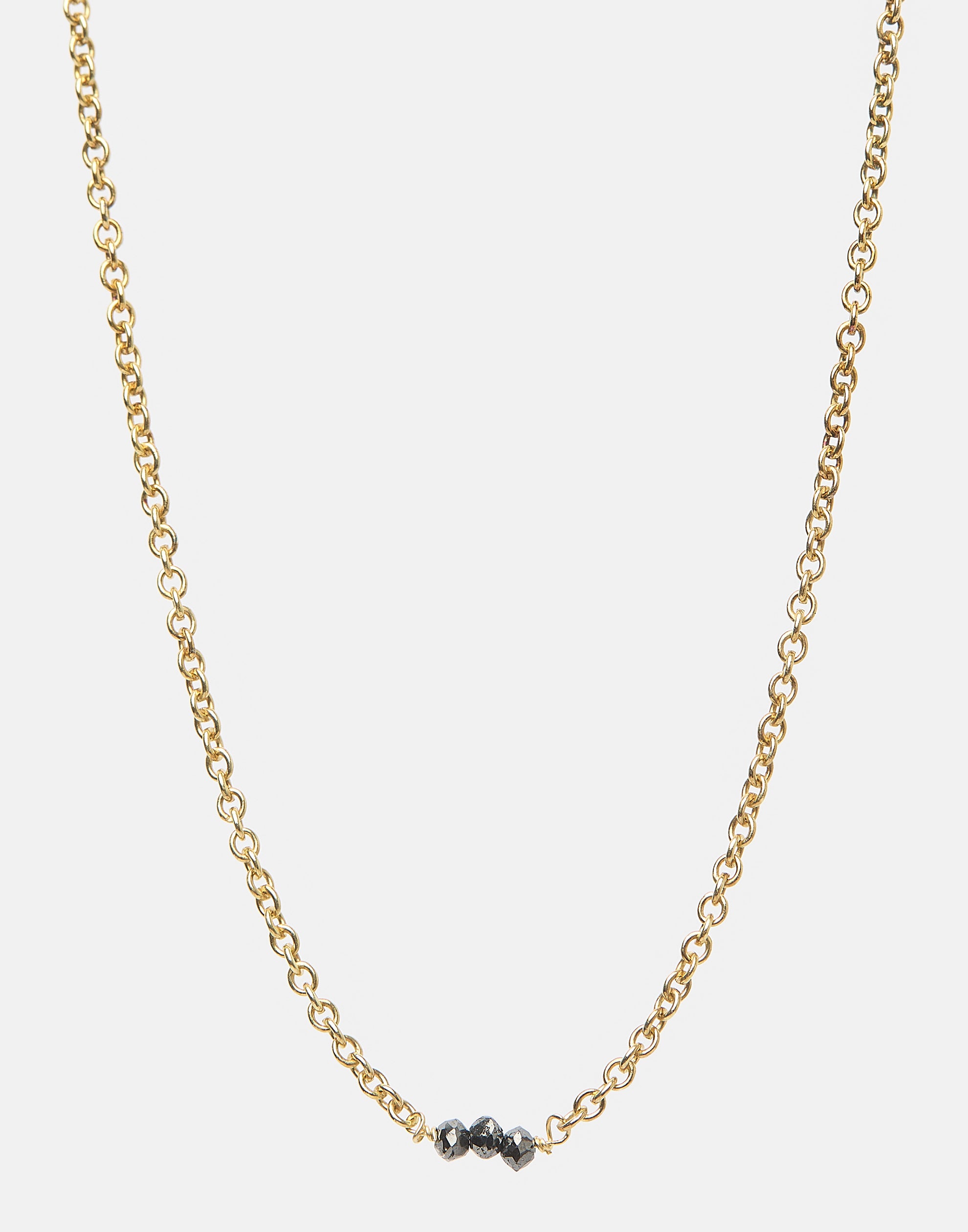 Gold & Three Black Diamond Necklace