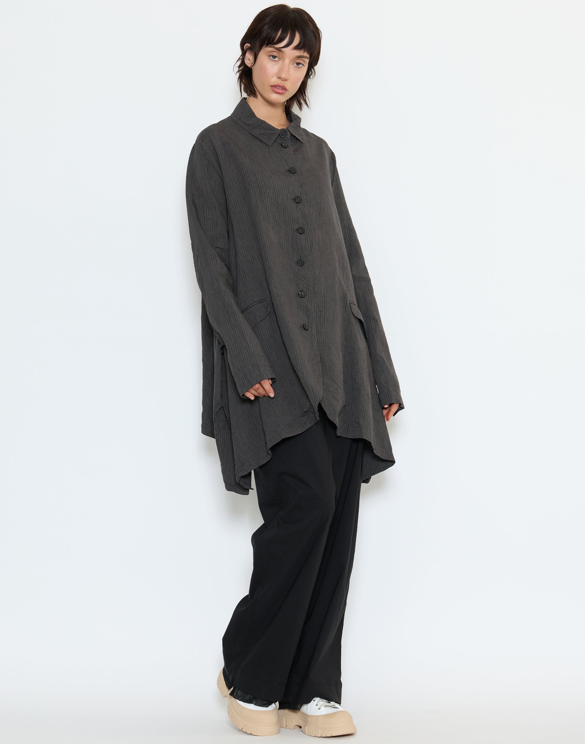 Black Cotton Blend Stretch Pants