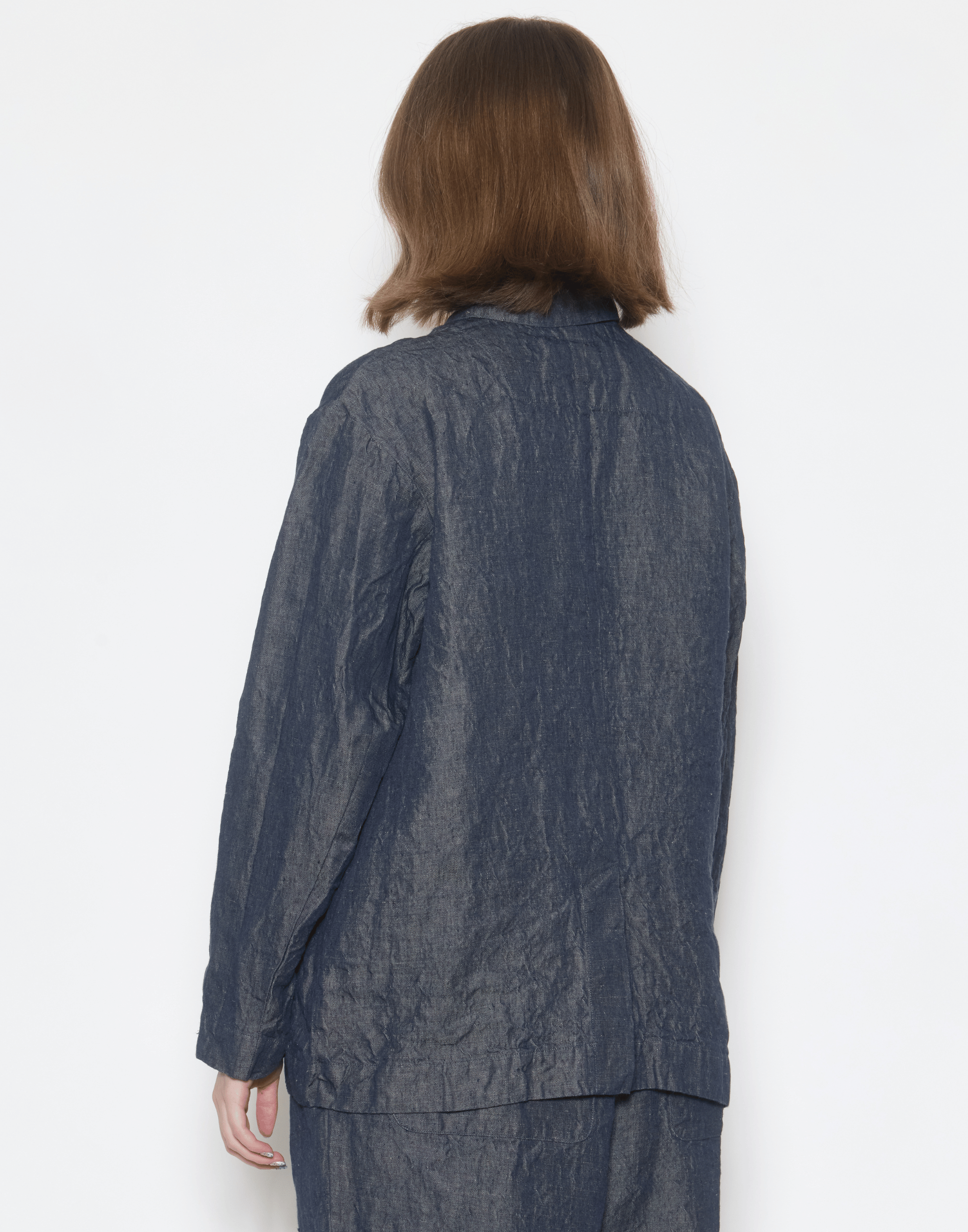 Dark Blue Linen Denim Lijian Jacket
