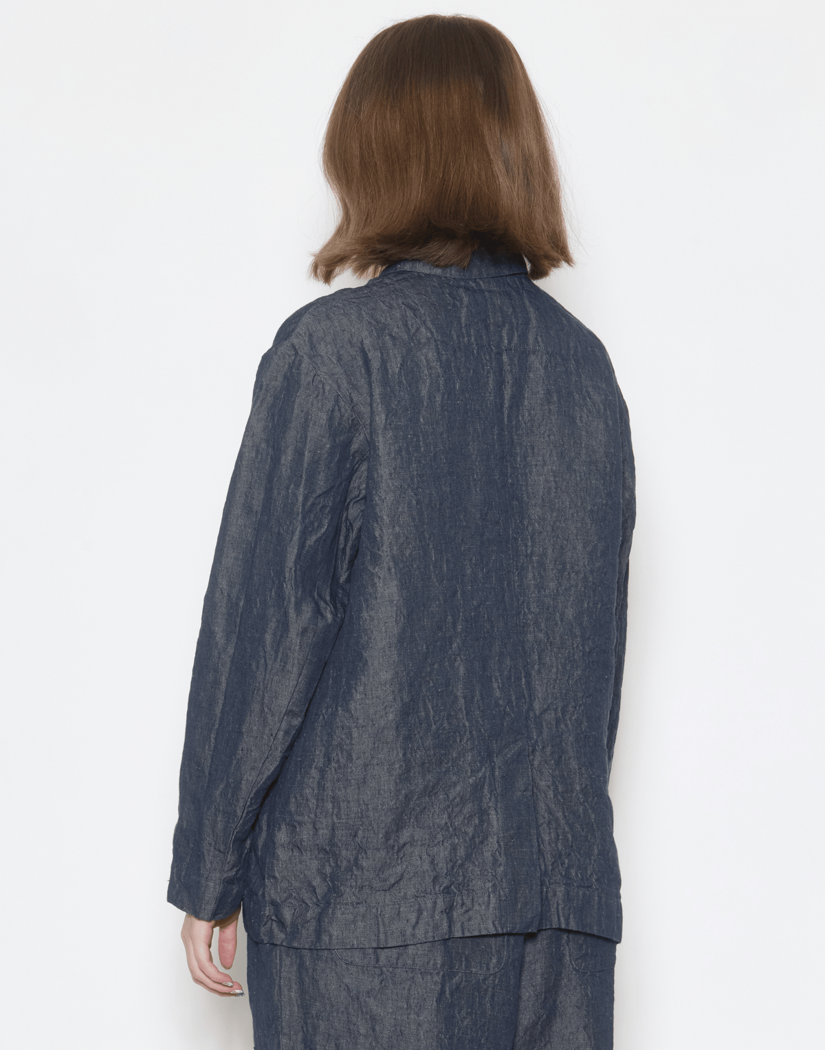 Dark Blue Linen Denim Lijian Jacket