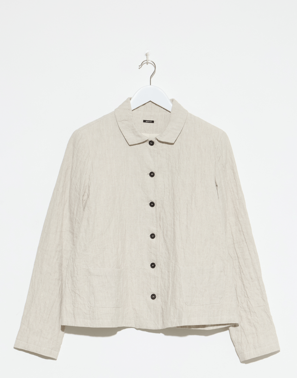 Ecru Herringbone Linen & Cotton Blend Jacket