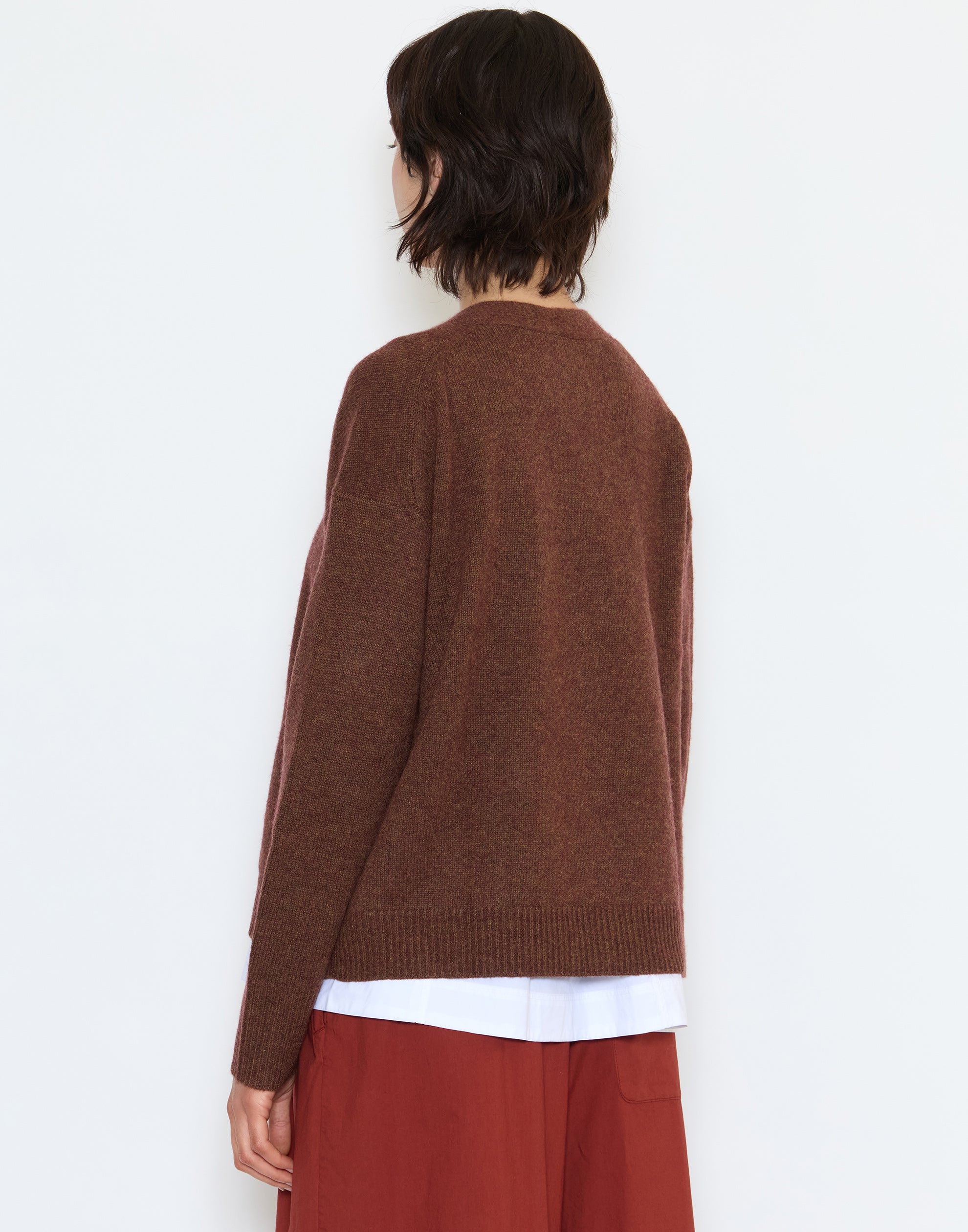 Pecan Wool & Cashmere Boxy Cardigan