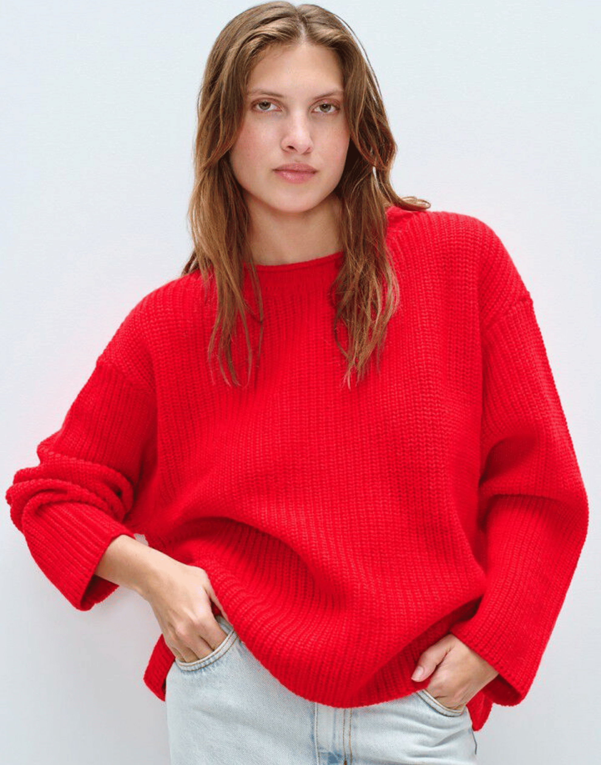 Scarlet Red Wool Blend Crashway Pullover