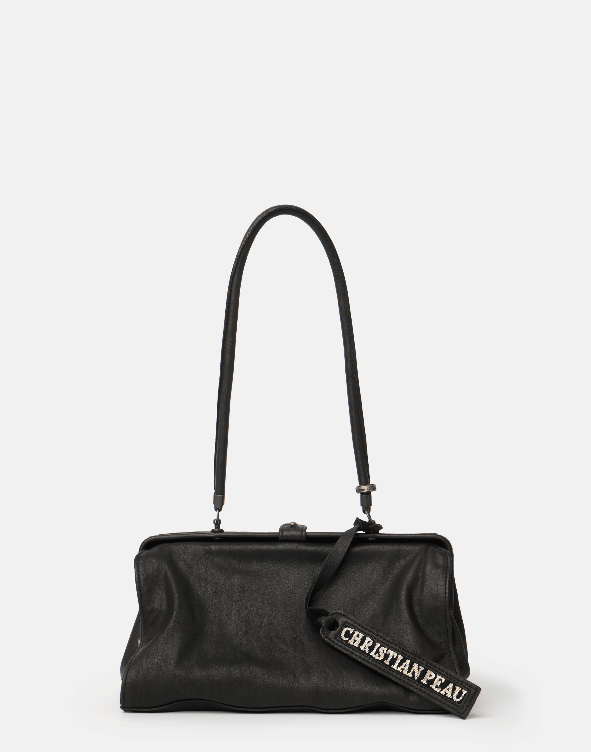 Shop Christian Peau Bags Online | Black Leather Medium Long Handle Bag