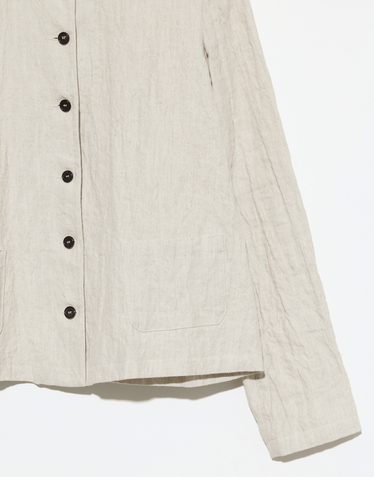 Ecru Herringbone Linen & Cotton Blend Jacket