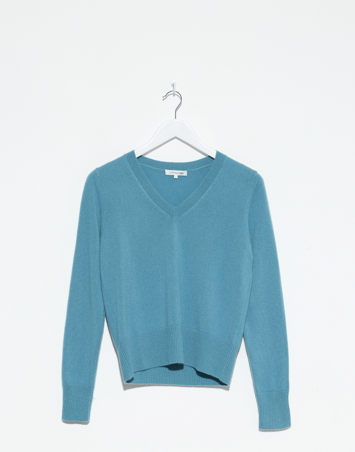 Lake Blue Cashmere Essential V Neck Pullover