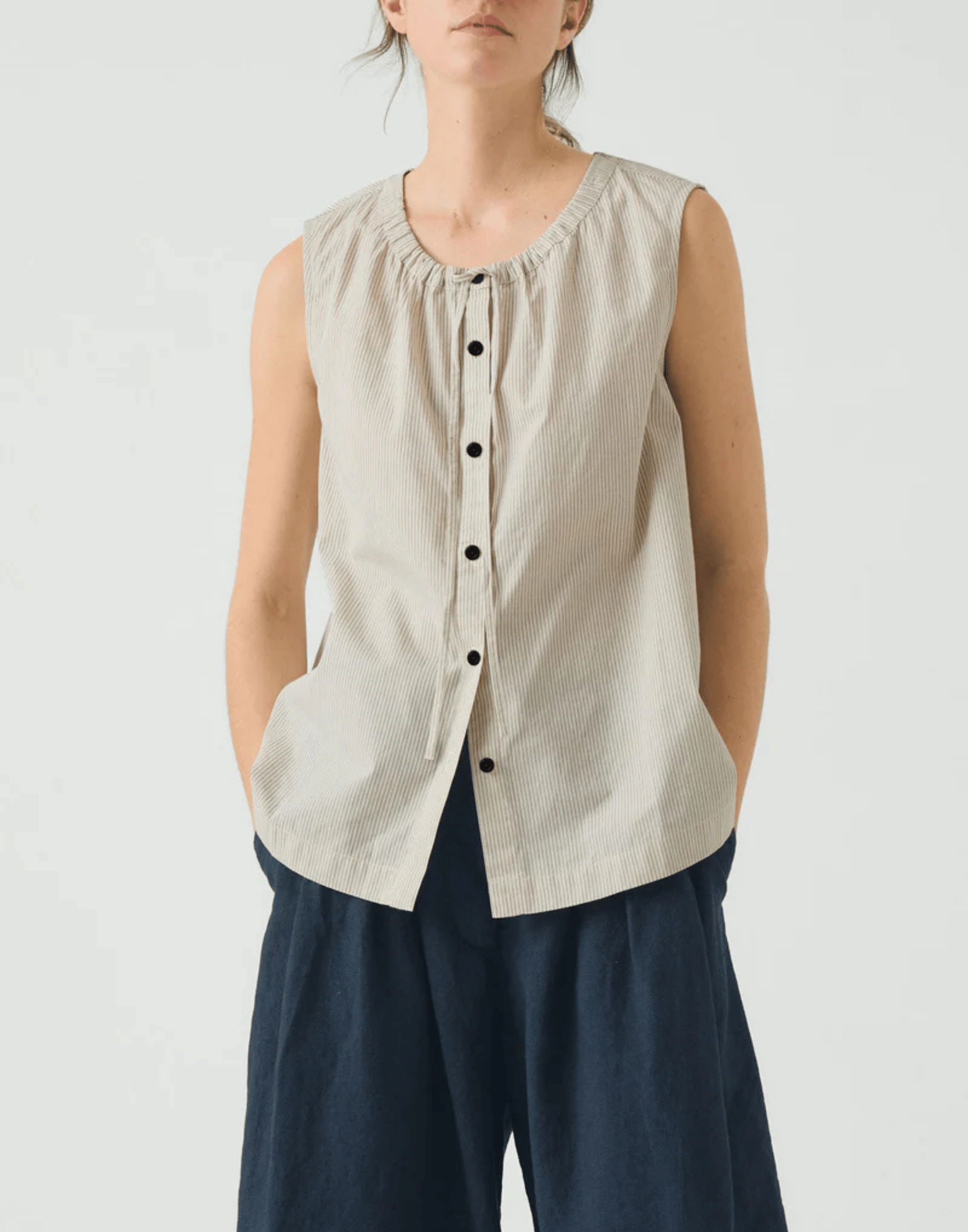 Sunwashed Blue Stripe Cotton Top