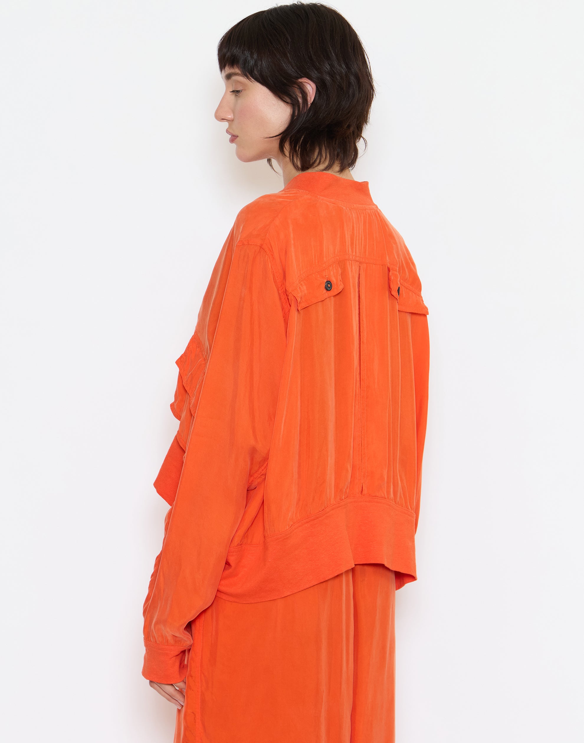 Mandarin Cupro Zip Jacket