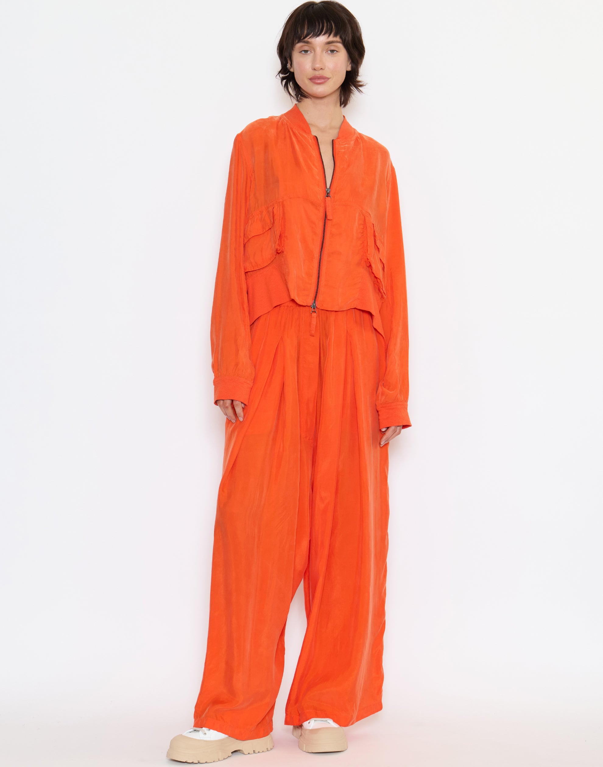 Mandarin Cupro Wide Leg Trousers