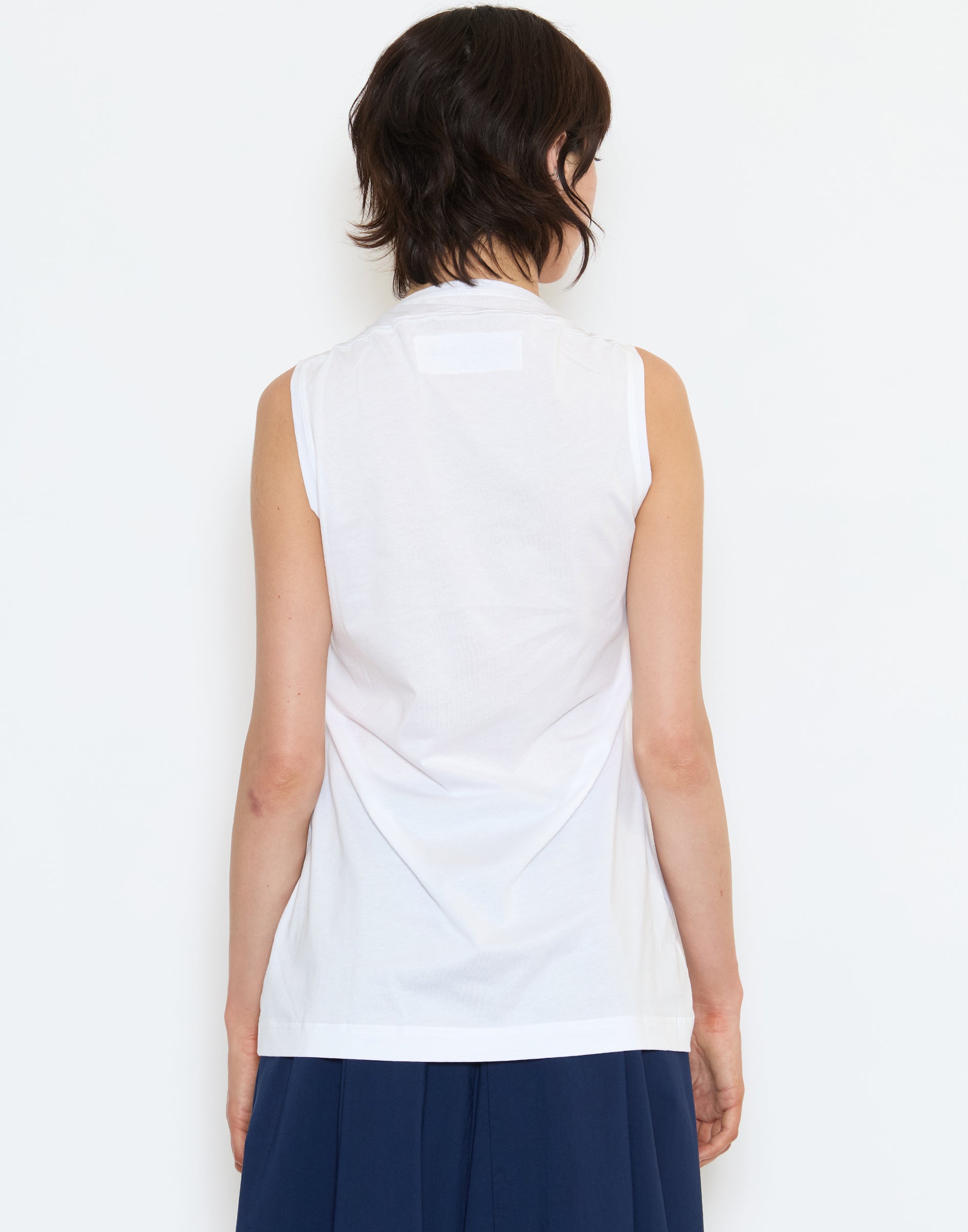 White & Mandarin Printed Cotton Top