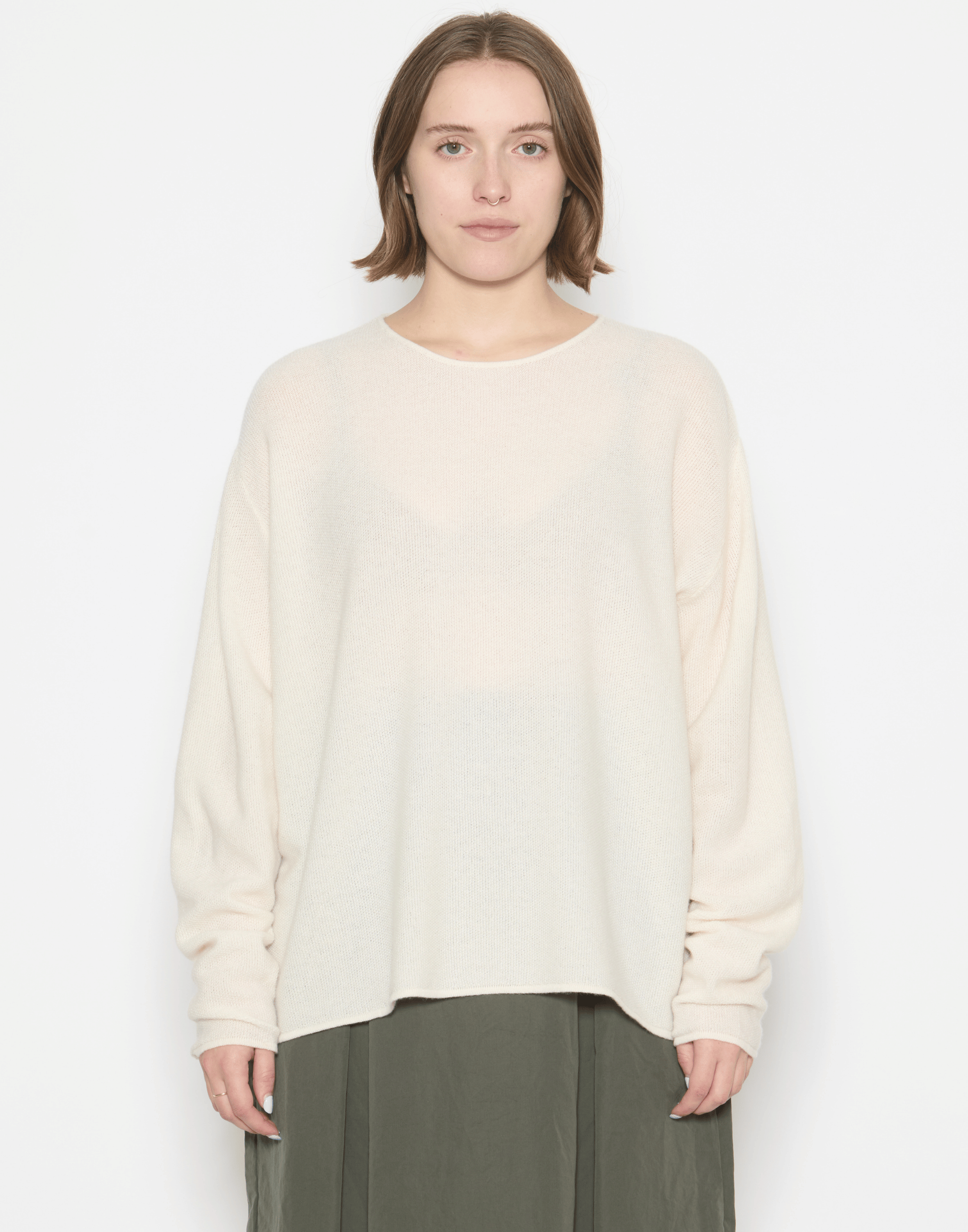 Ivory Cashmere Bagi Pullover