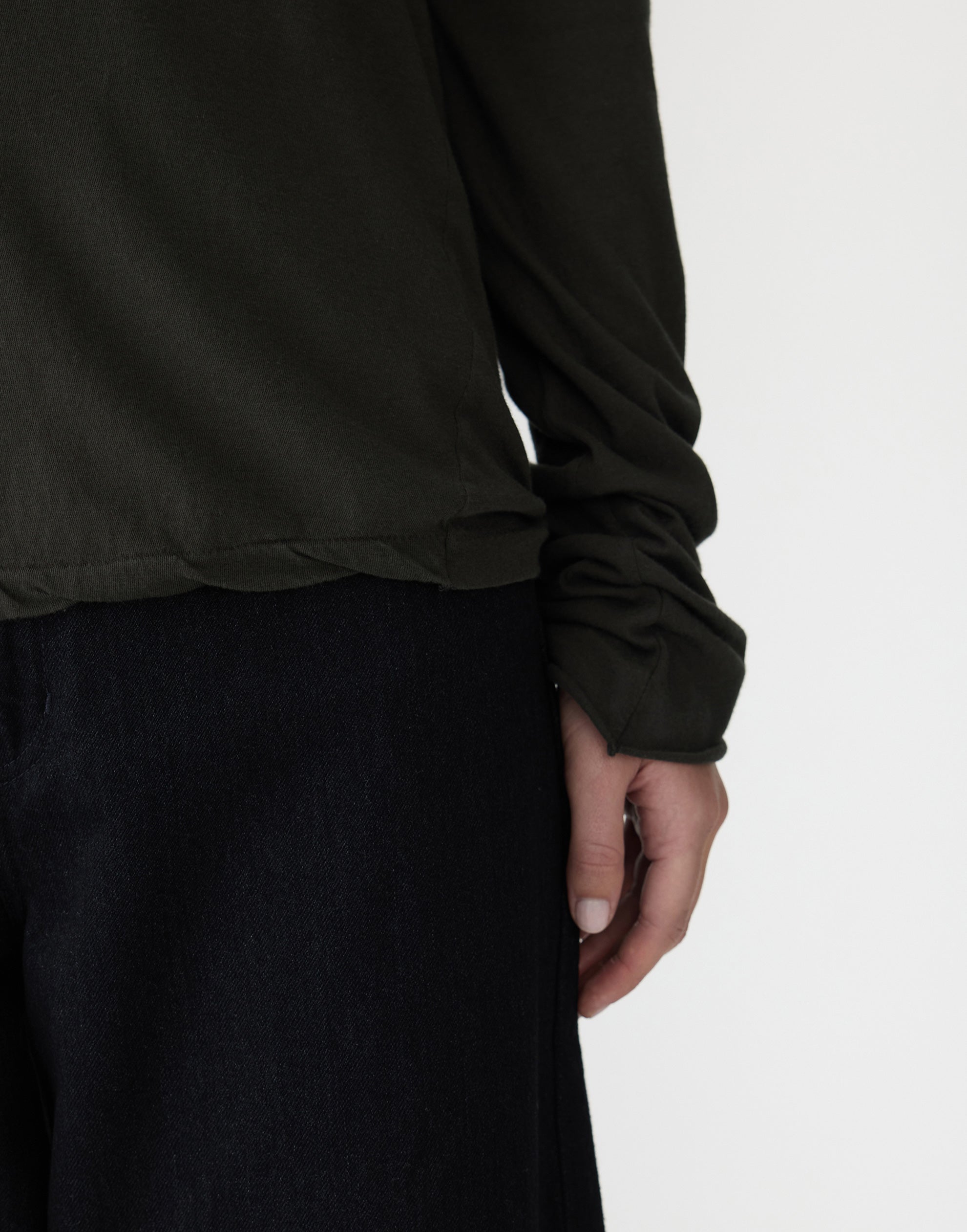 Slate Grey Cotton Raised Neck T-Shirt