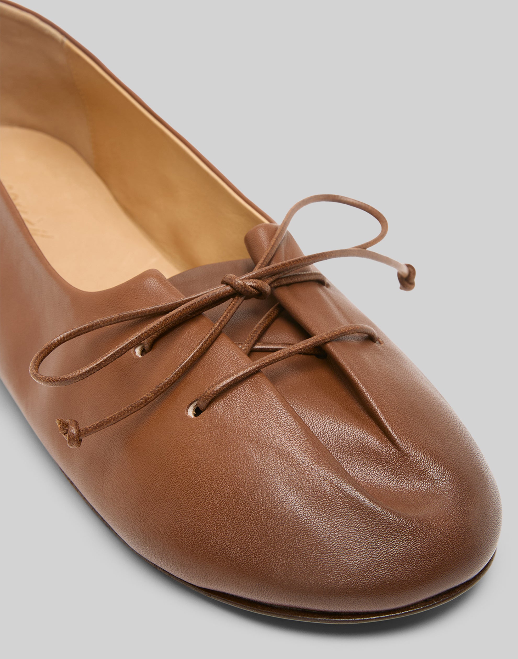 Basalt Brown Leather Girella Ballerina Shoes
