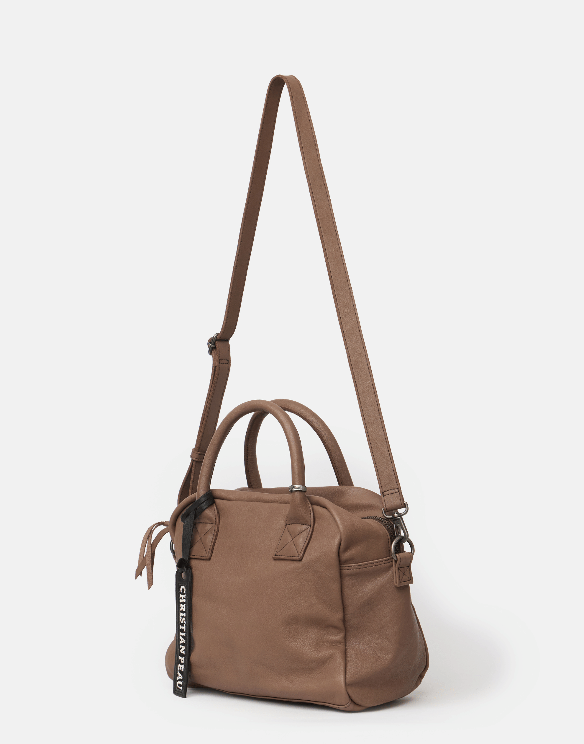 Plum Grey Leather Small Shoulder Bag
