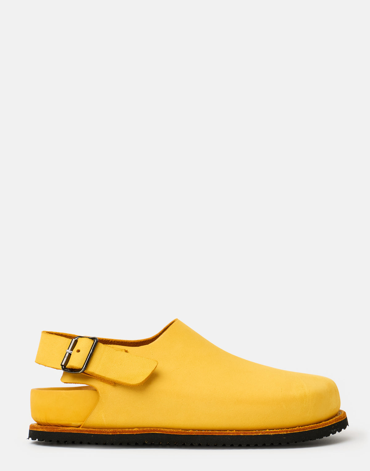 Yellow Leather Buckle Loafers