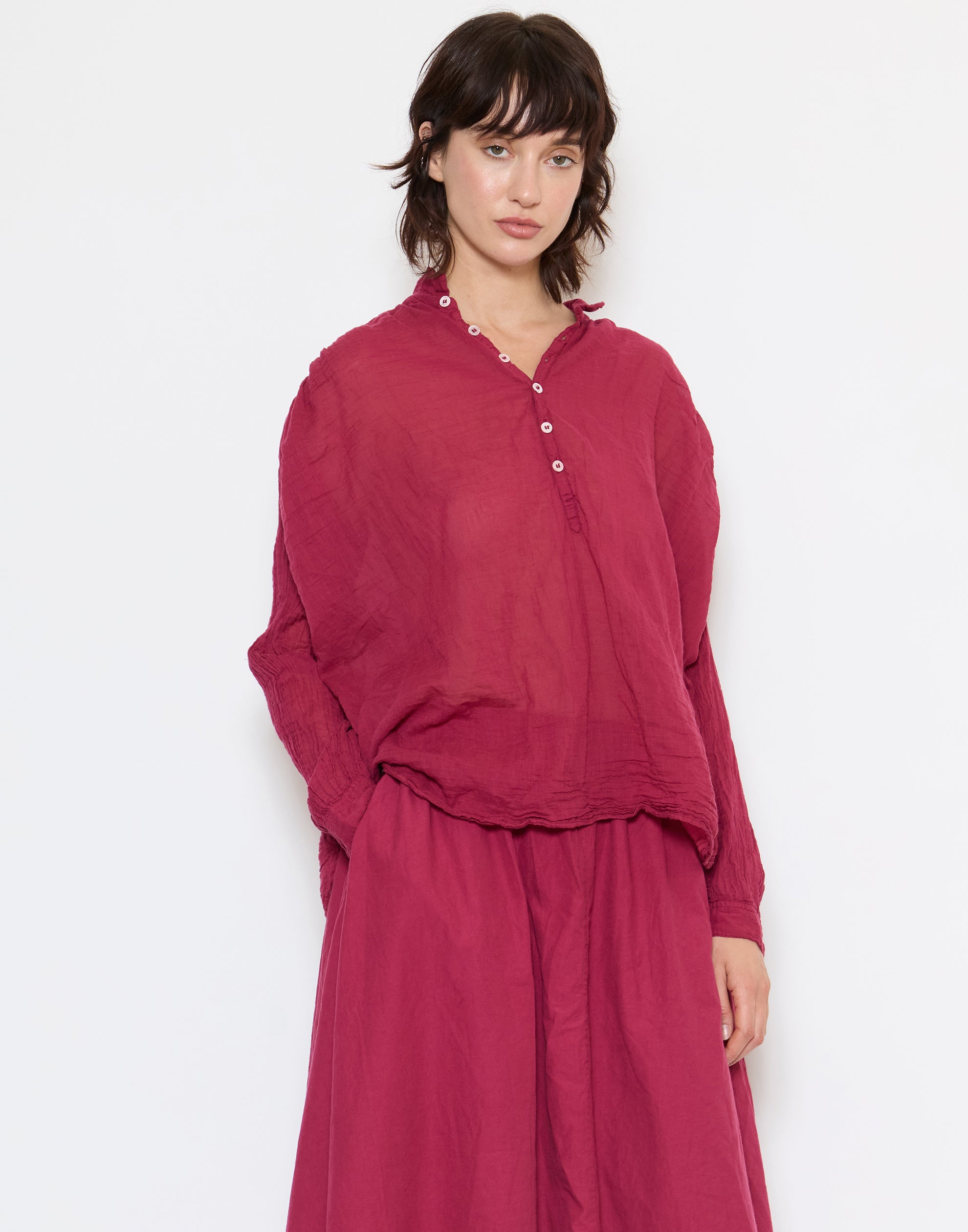 Berry Cotton Voile Hill Shirt