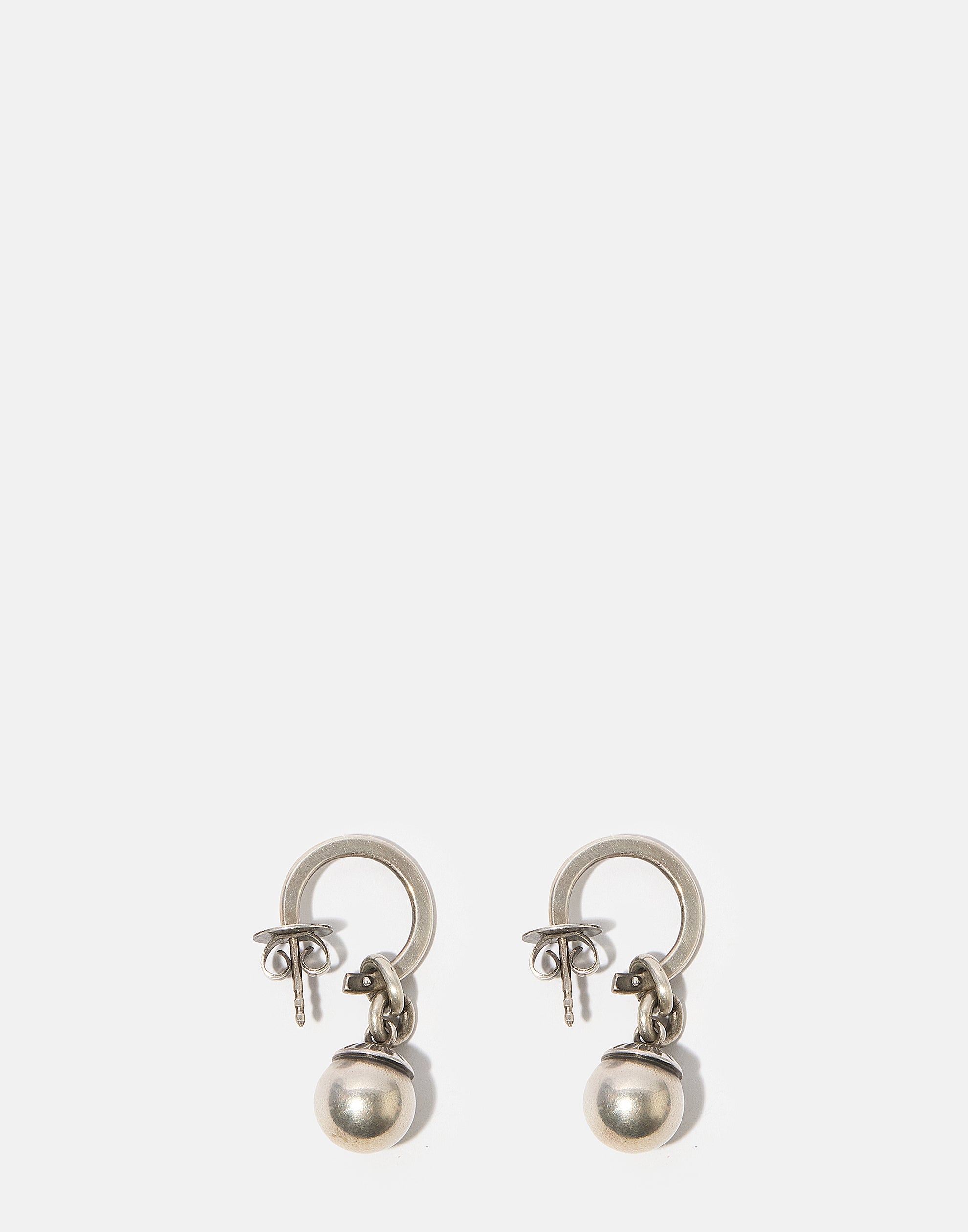 Silver Hoop Pearl Studs