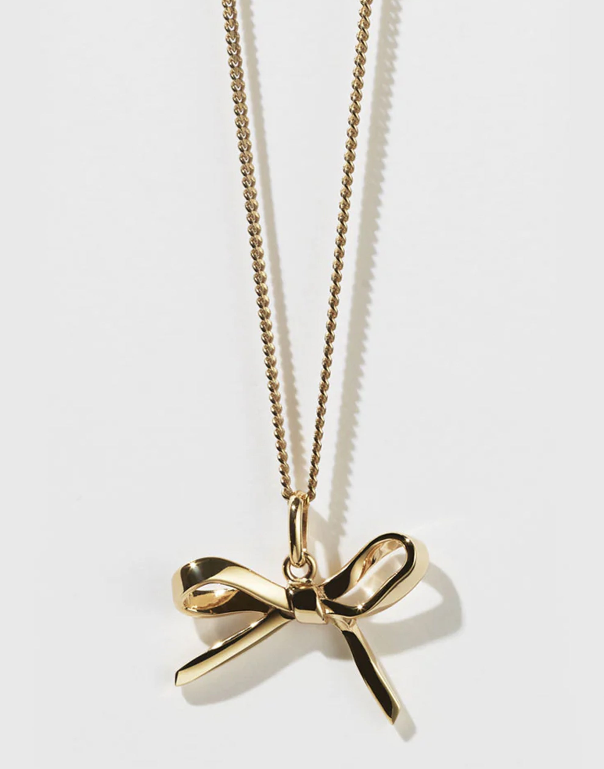 Gold Plated Bow Charm Necklace